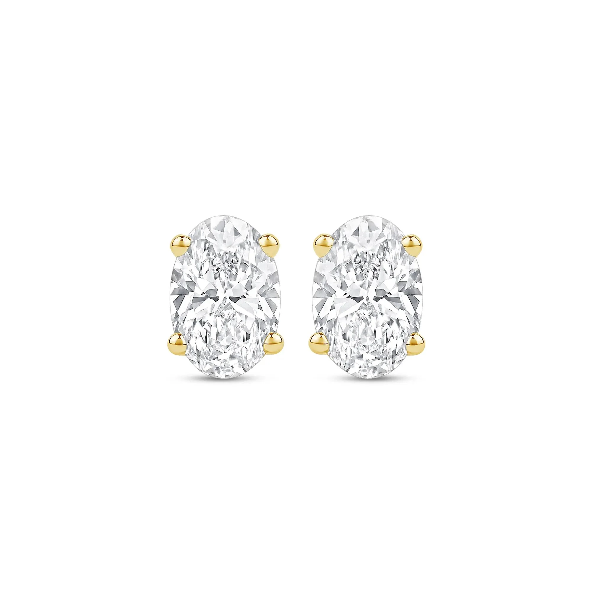 3/4 CT. Tw. Lab Grown Diamond Oval-Shaped Solitaire Stud Earrings 14K Yellow Gold Size 6.50mm - Image 2