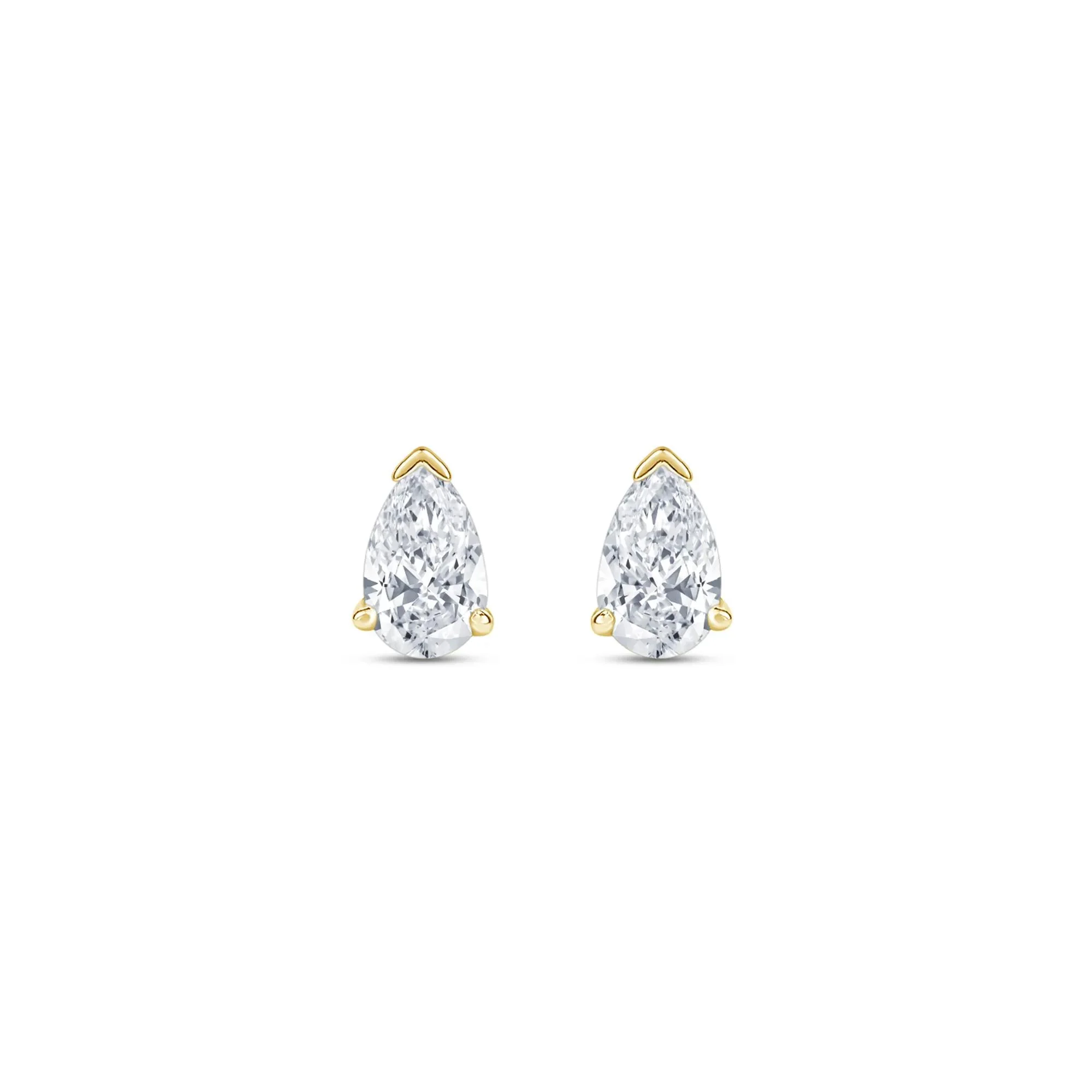 1/4 CT. Tw. Lab Grown Diamond Pear-Shaped Solitaire Stud Earrings 14K Yellow Gold Size 5.50mm - Image 2