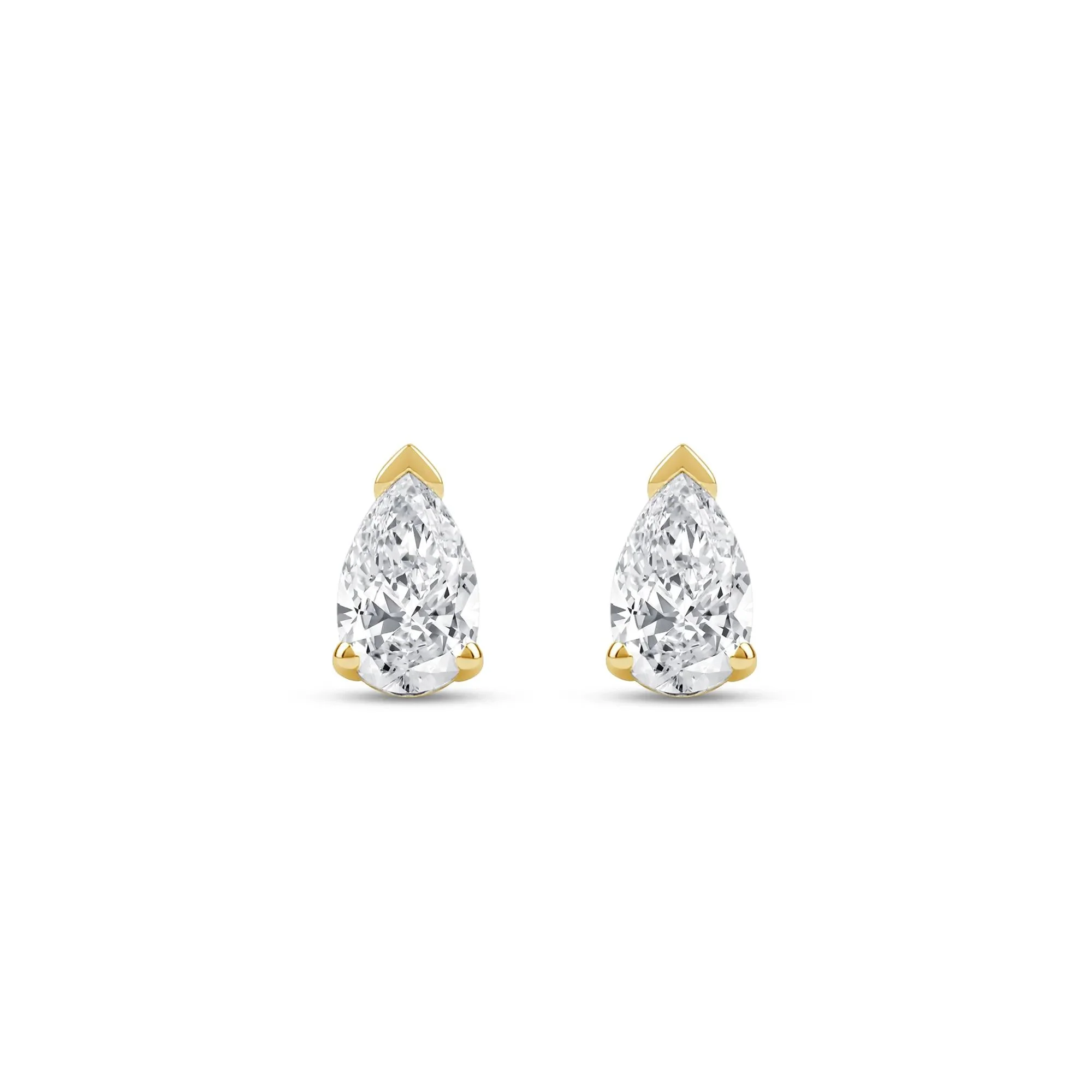 1/3 CT. Tw. Lab Grown Diamond Pear-Shaped Solitaire Stud Earrings 14K Yellow Gold Size 6.00mm - Image 2