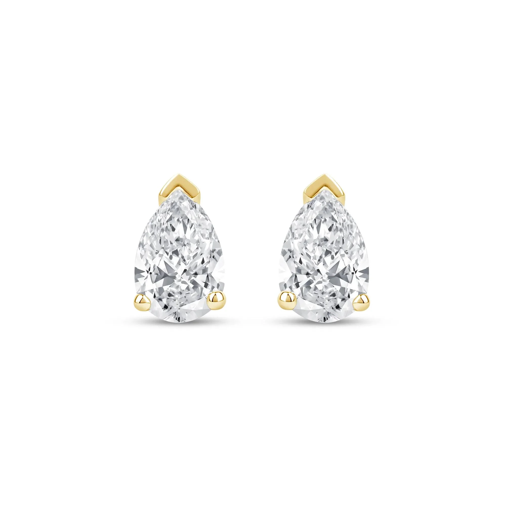 1/2 CT. Tw. Lab Grown Diamond Pear-Shaped Solitaire Stud Earrings 14K Yellow Gold Size 7.00mm - Image 2