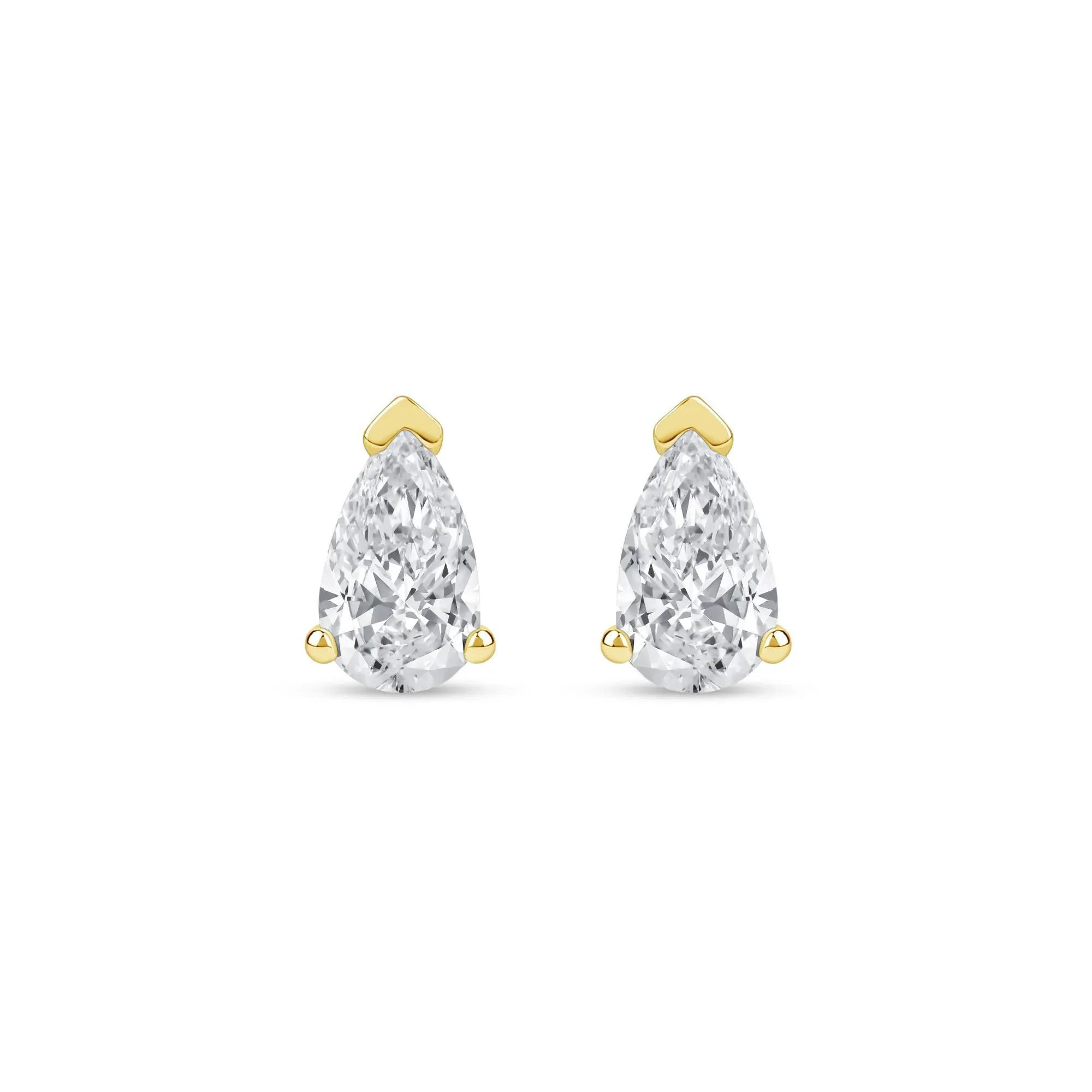 3/4 CT. Tw. Lab Grown Diamond Pear-Shaped Solitaire Stud Earrings 14K Yellow Gold Size 8.10mm - Image 2