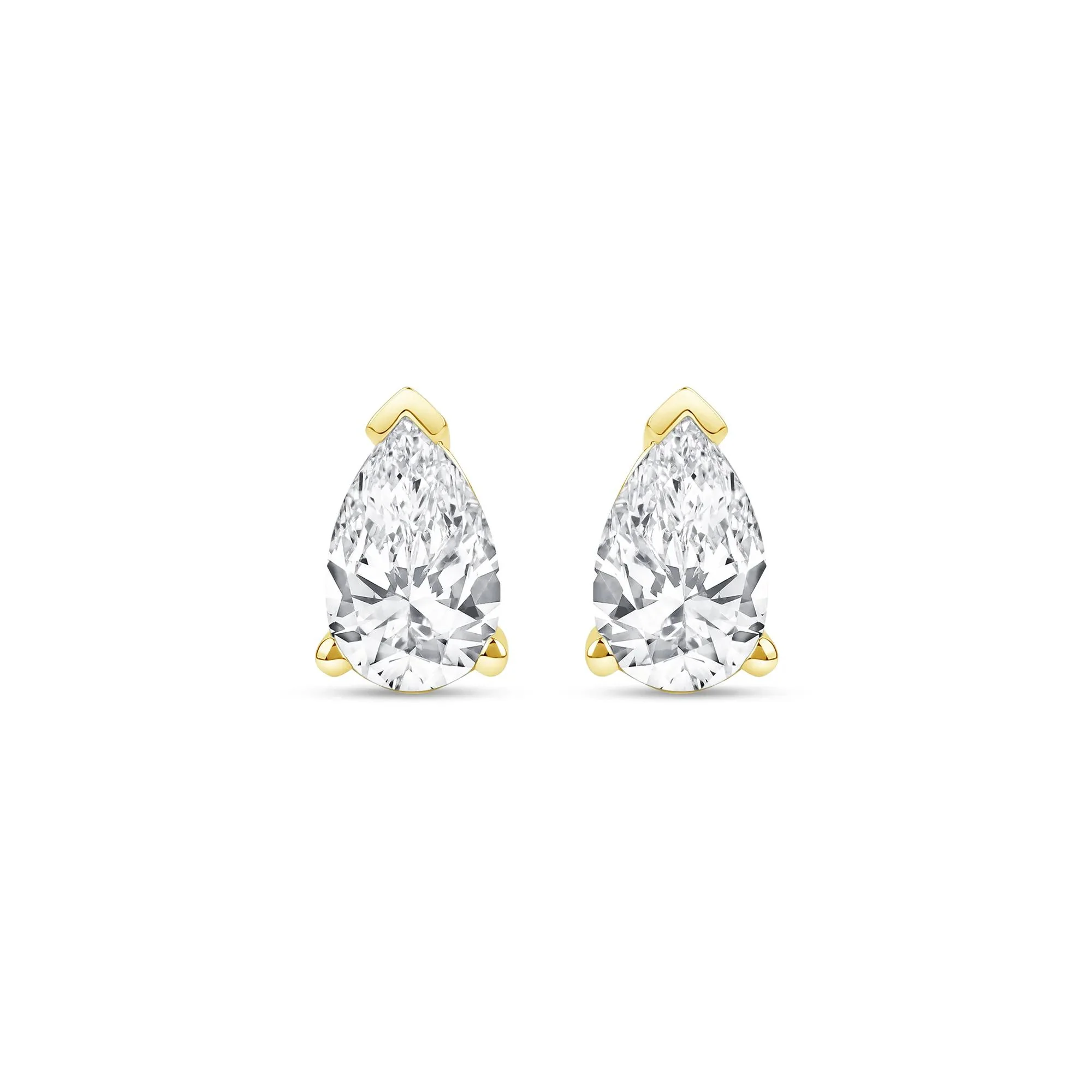 2 CT. Tw. Lab Grown Diamond Pear-Shaped Solitaire Stud Earrings 14K Yellow Gold Size 10.50mm - Image 2