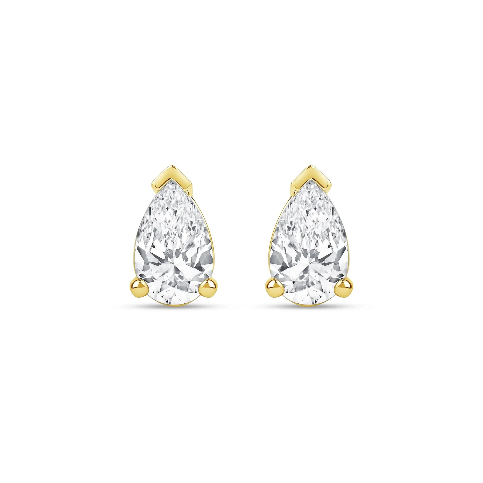 3 CT. Tw. Lab Grown Diamond Pear-Shaped Solitaire Stud Earrings 14K Yellow Gold Size 12.00mm - Image 2