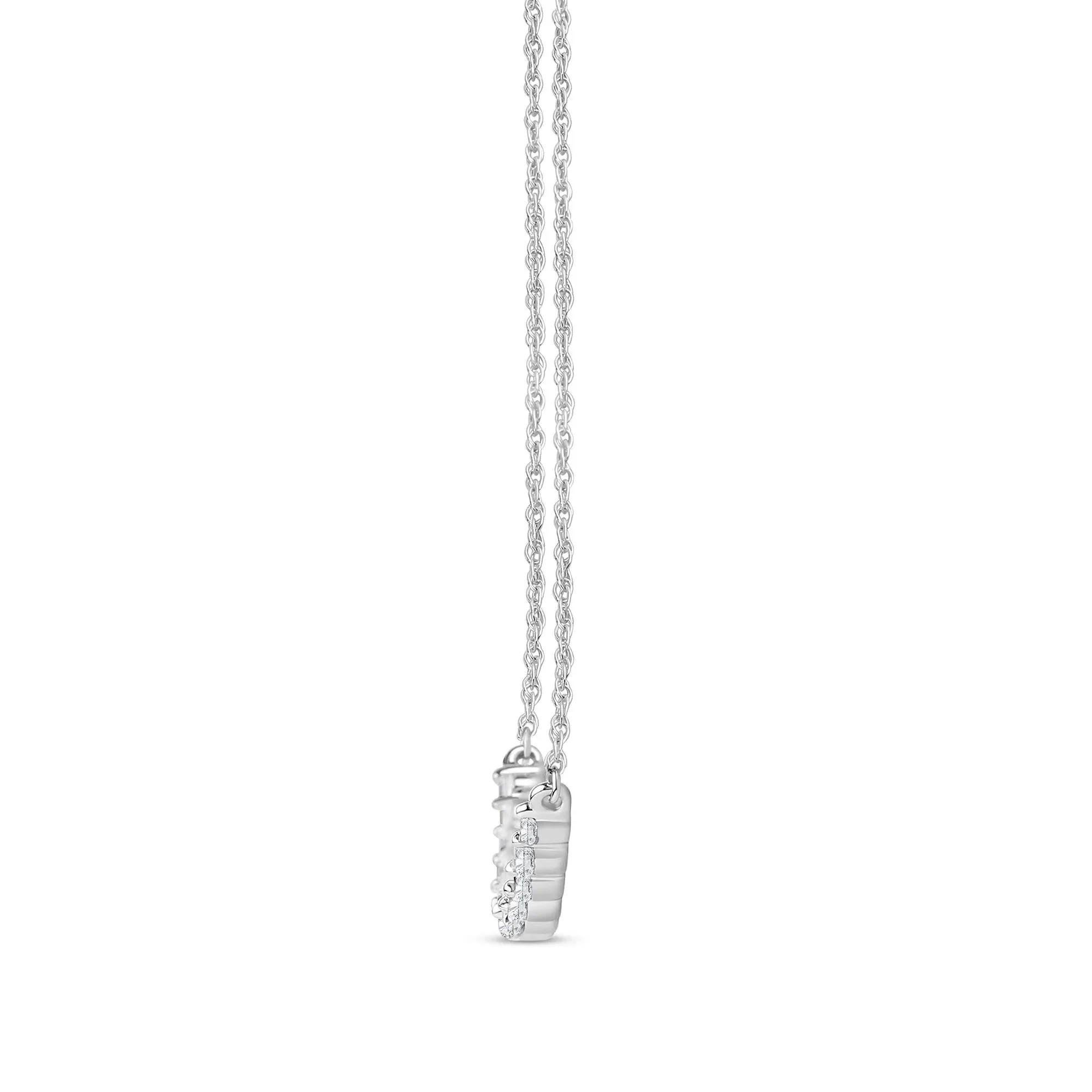 1/2 CT. Tw. Lab Grown Graduated Diamond Necklace 14K White Gold Size 18" - Image 2