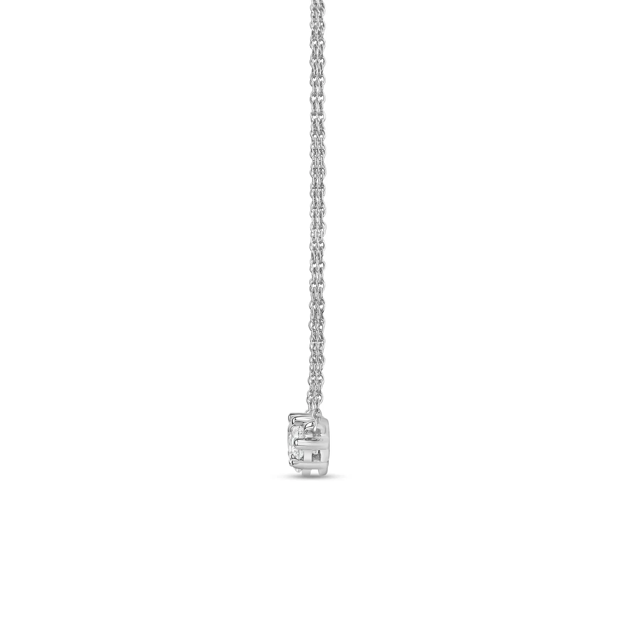 1 CT. Tw. Lab Grown Diamond Three-Stone Necklace 14K White Gold Size 18" - Image 2