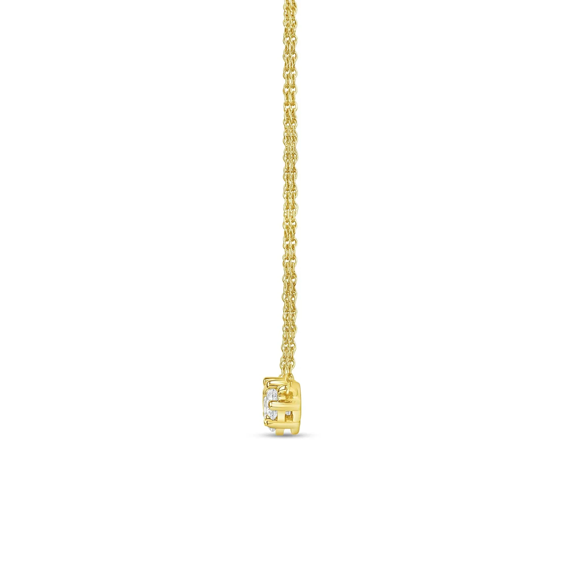 1 CT. Tw. Lab Grown Diamond Three-Stone Necklace 14K Yellow Gold Size 18" - Image 2