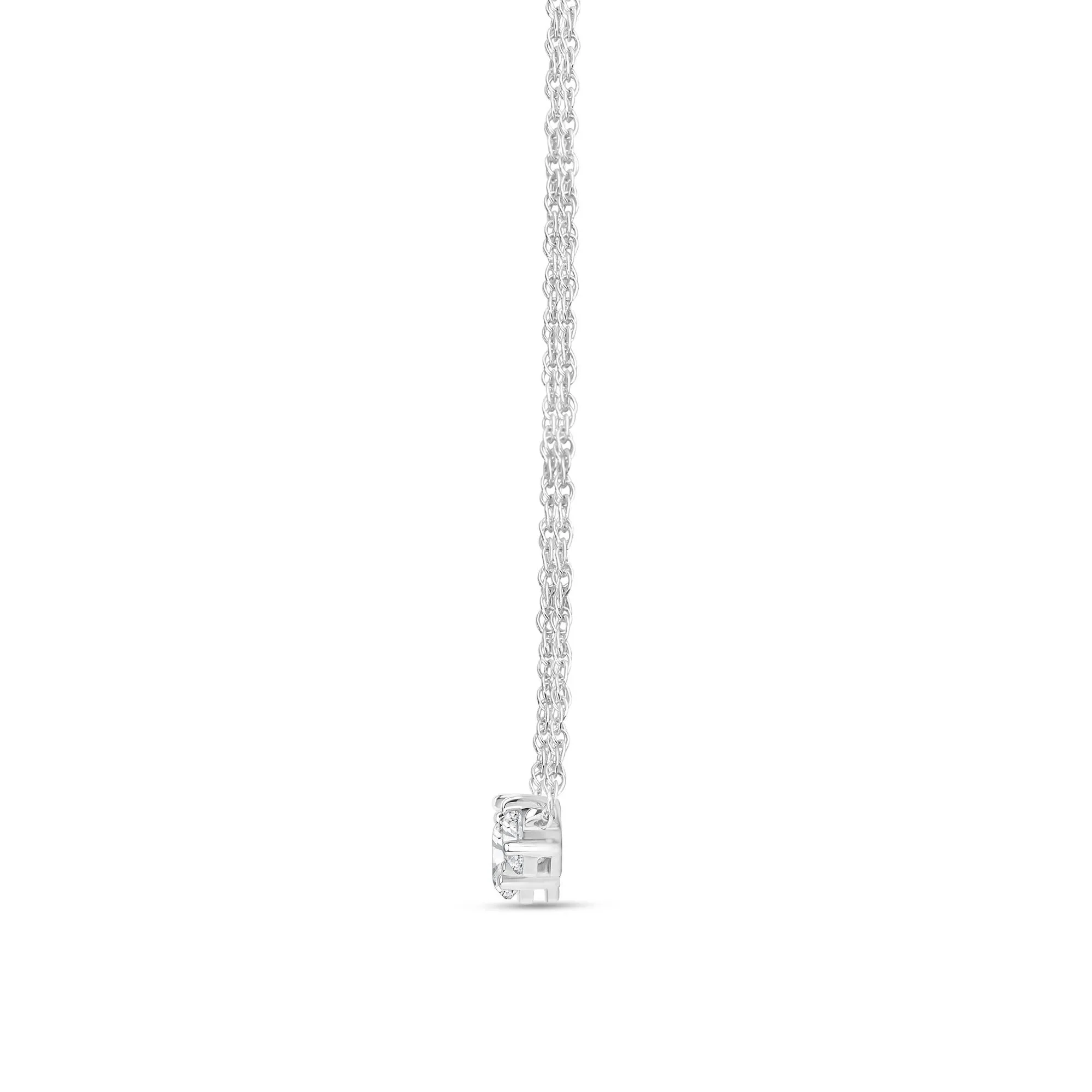 2 CT. Tw. Lab Grown Diamond Three-Stone Necklace 14K White Gold Size 18" - Image 2