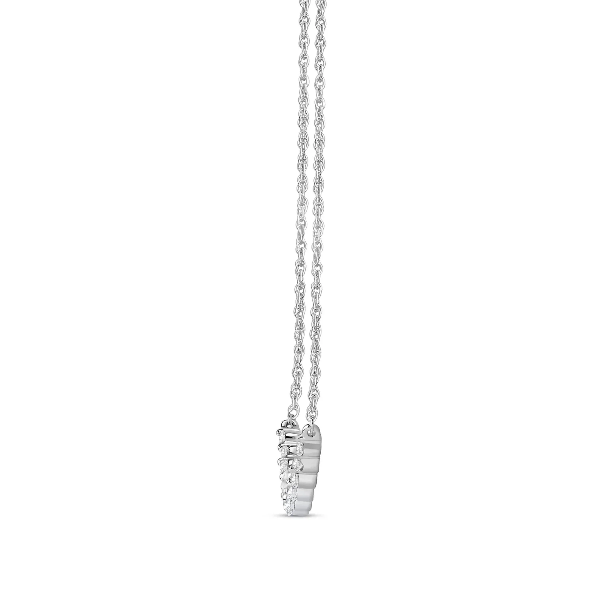 1 CT. Tw. Lab Grown Graduated Diamond Necklace 14K White Gold Size 18" - Image 2