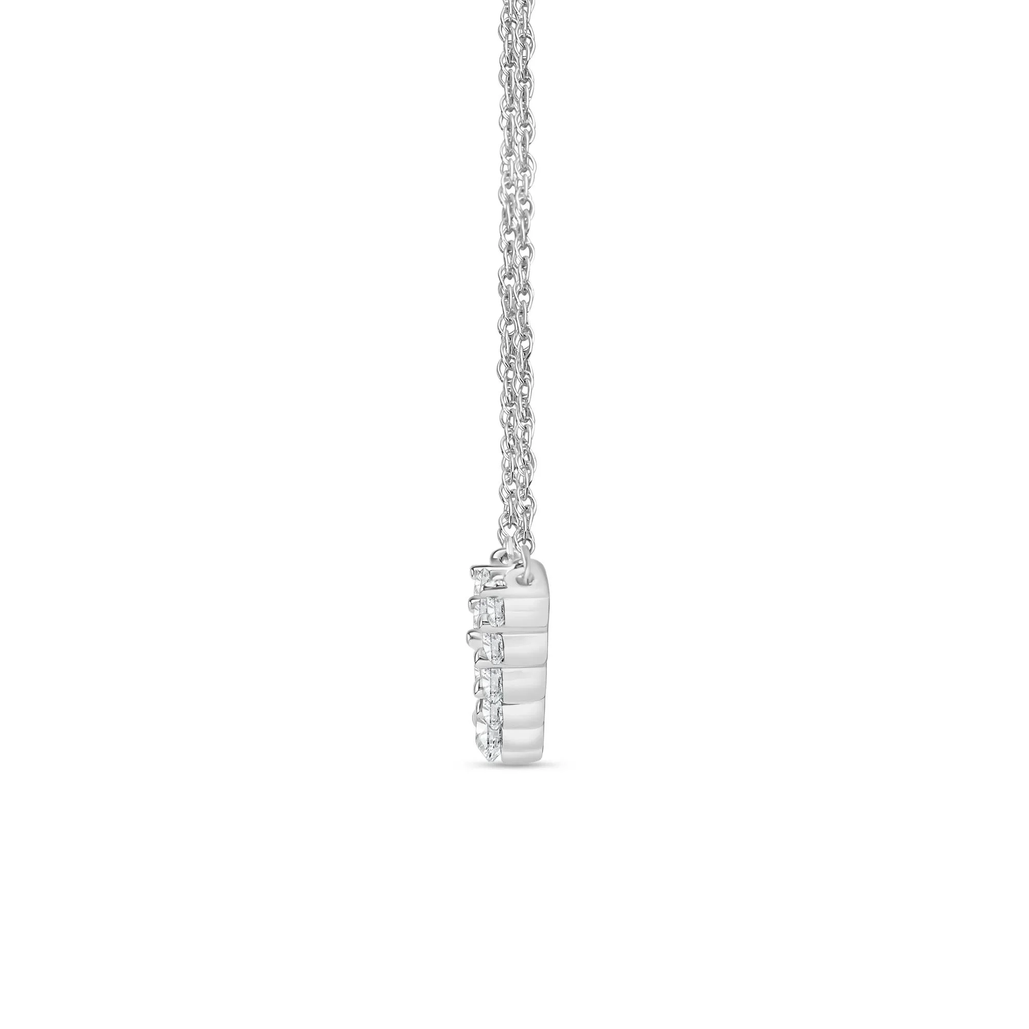 1/2 CT. Tw. Lab Grown Graduated Diamond Necklace 14K White Gold Size 18" - Image 2