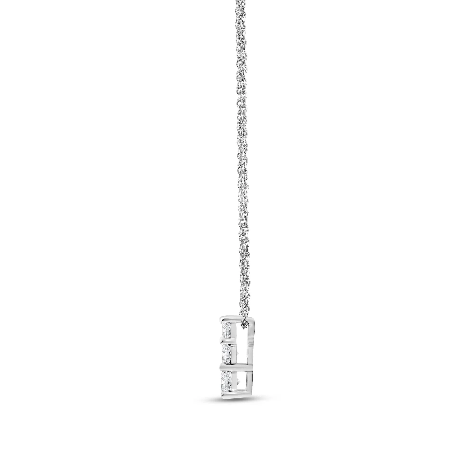 1 CT. Tw. Lab Grown Three-Stone Diamond Pendant Necklace 14K White Gold Size 18" - Image 2