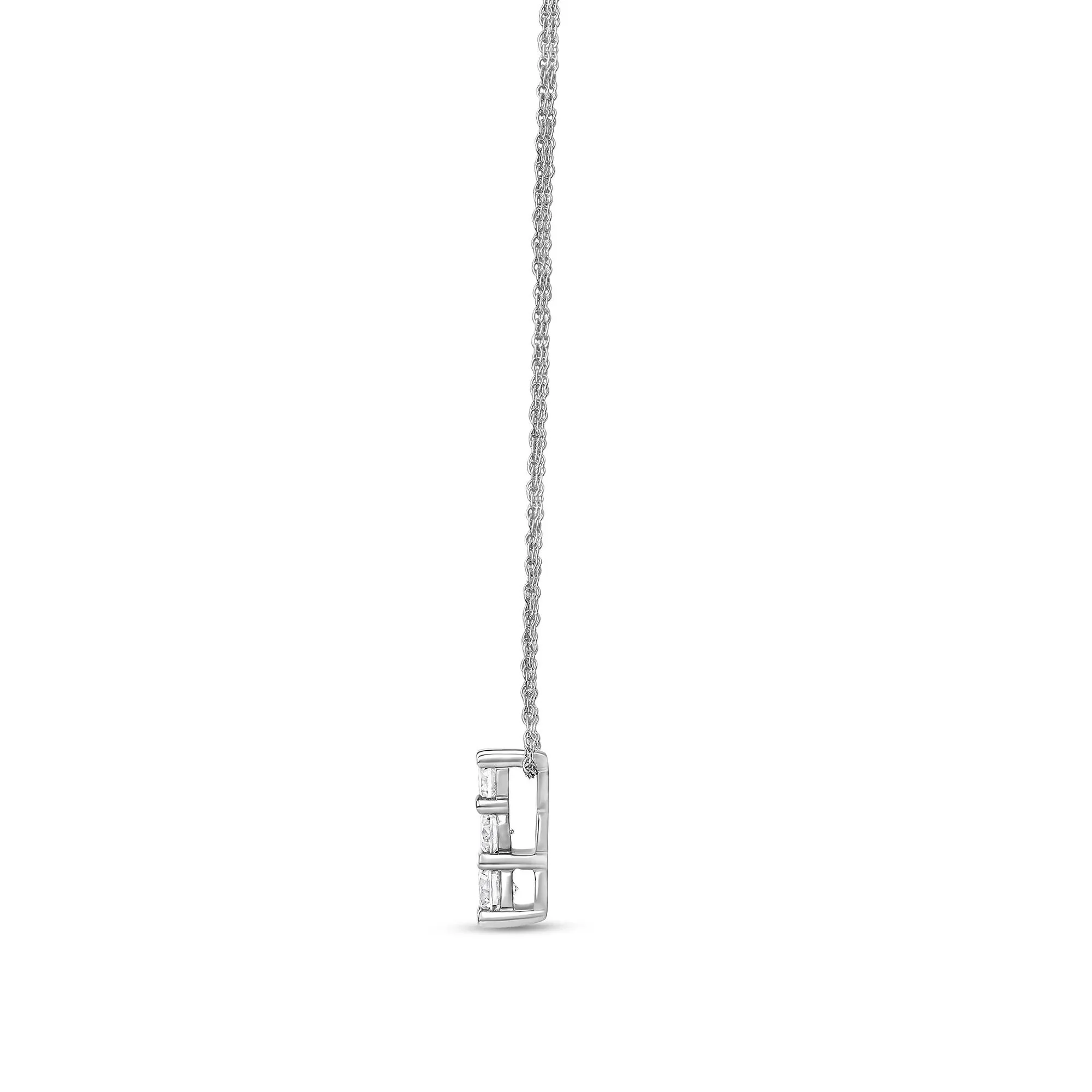 1/2 CT. Tw. Lab Grown Three-Stone Diamond Pendant Necklace 14K White Gold Size 18" - Image 2