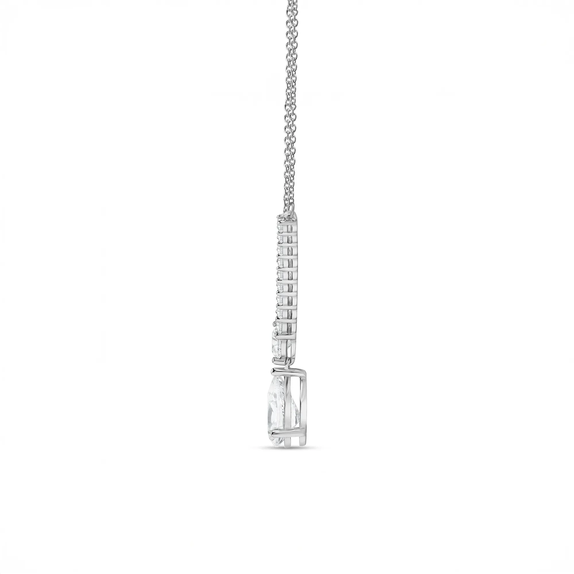 3 CT. Tw. Lab Grown Diamond V-Shape Drop Necklace 14K White Gold Size 18" - Image 2