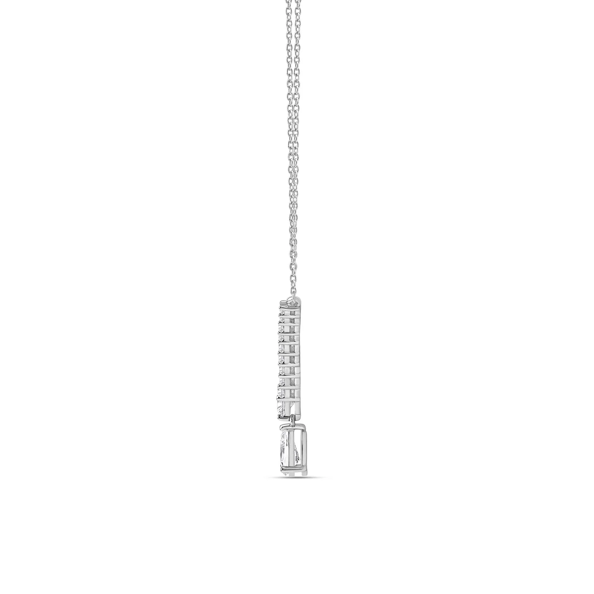 1/3 CT. Tw. Lab Grown Diamond V-Shape Drop Necklace 14K White Gold Size 18" - Image 2