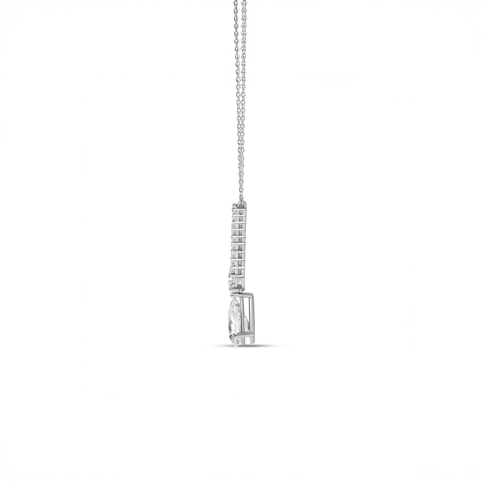 2 CT. Tw. Lab Grown Diamond V-Shape Drop Necklace 14K White Gold Size 18" - Image 2