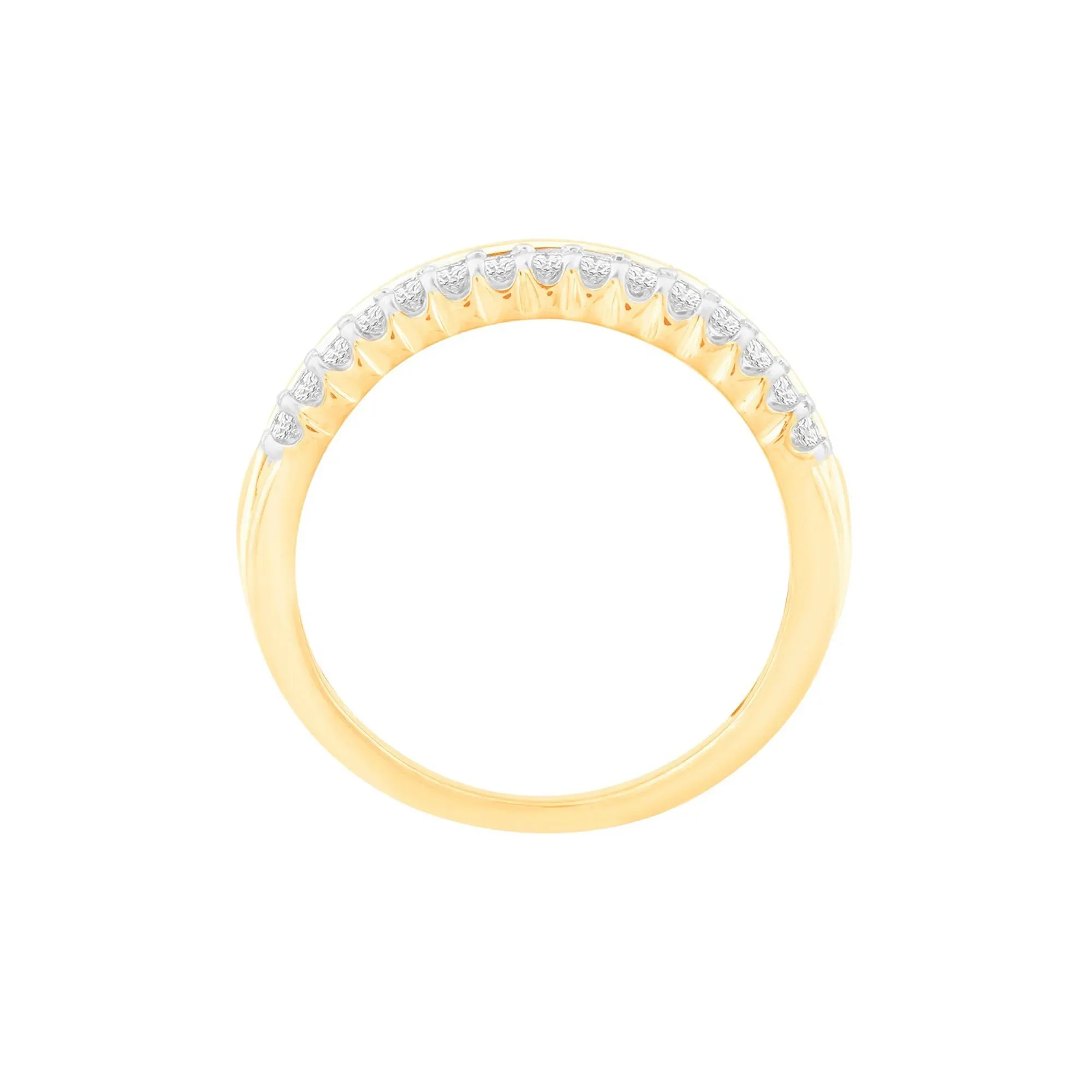1 CT. Tw. Diamond Multi-Row Ring 10K Yellow Gold Round Brilliant Cut Size 7 - Image 2