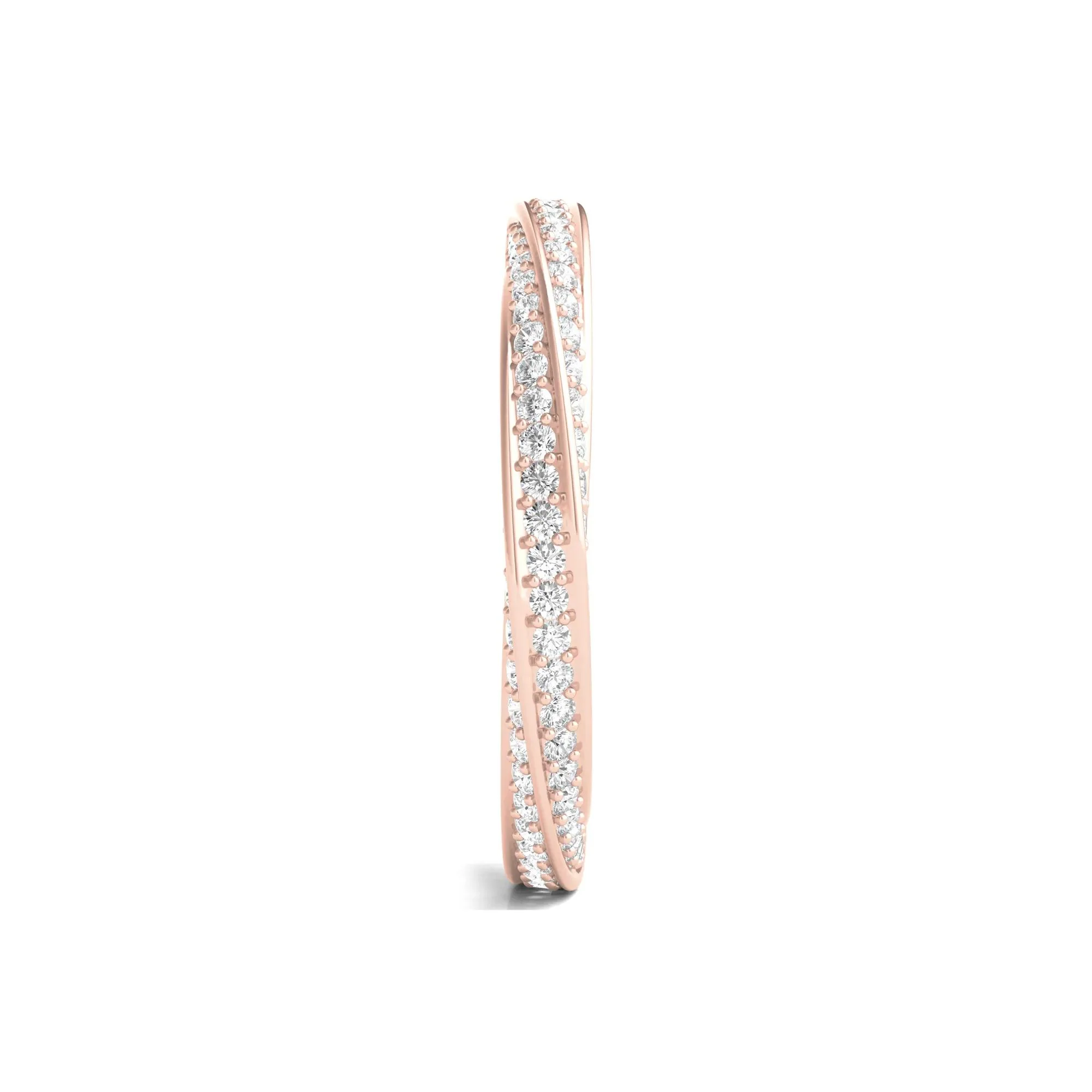 1 CT. Tw. Lab Grown Diamond Helix Eternity Band Ring 14K Rose Gold Round Brilliant Cut Size 5 - Image 3