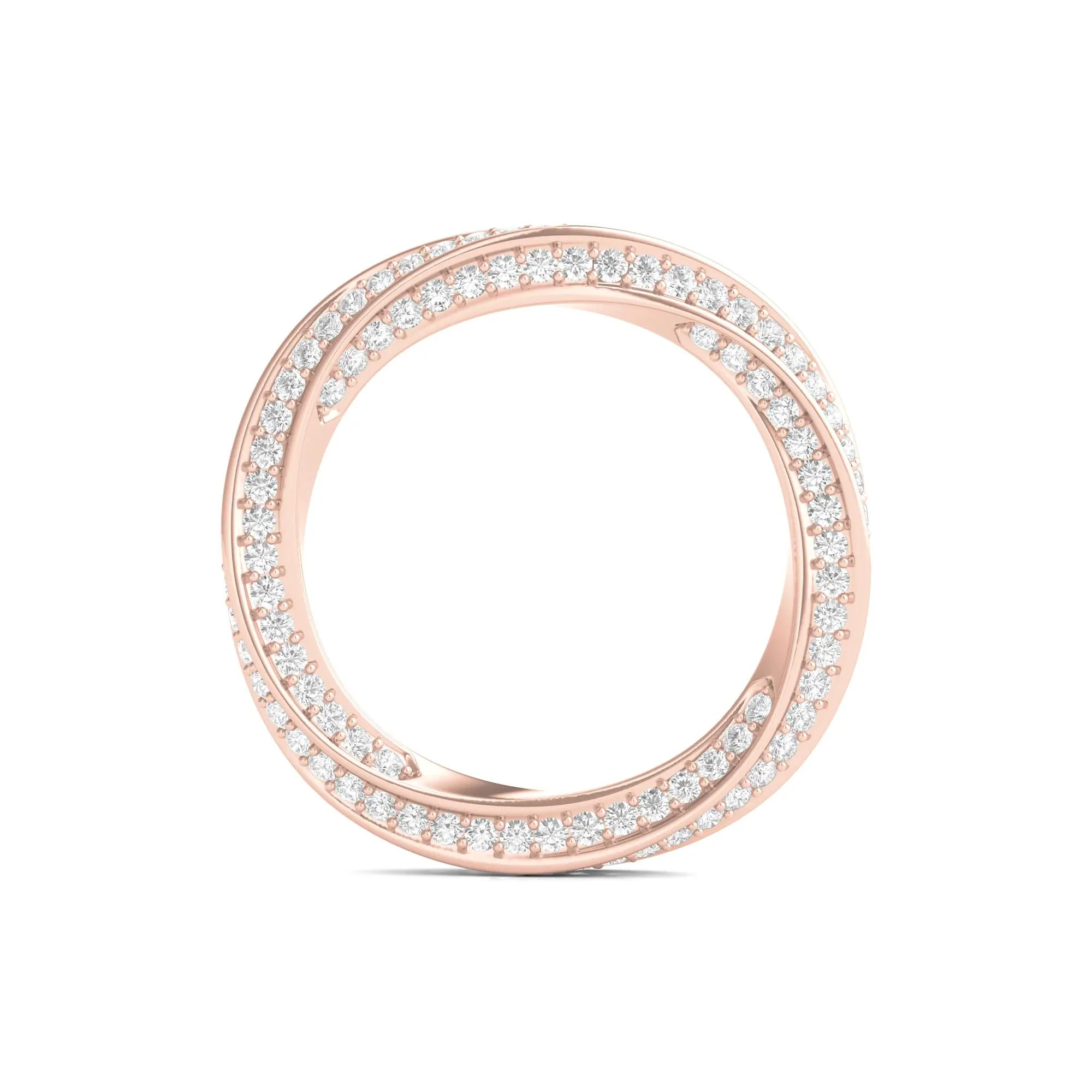 1 CT. Tw. Lab Grown Diamond Helix Eternity Band Ring 14K Rose Gold Round Brilliant Cut Size 9 - Image 2