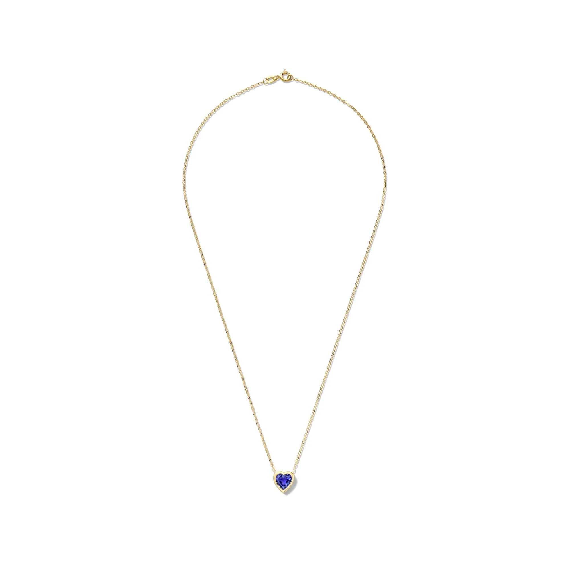 Amethyst Heart Shaped Necklace 10K Yellow Gold Size 17" - Image 3