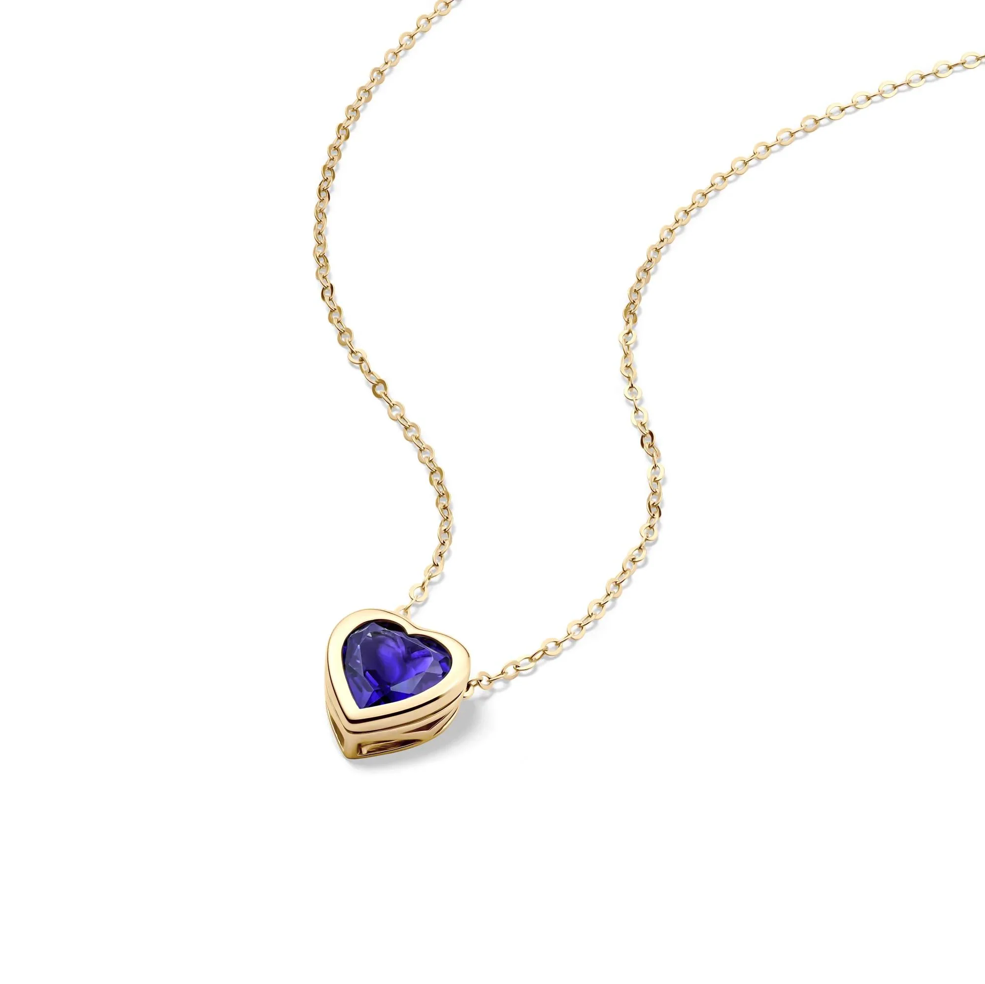 Amethyst Heart Shaped Necklace 10K Yellow Gold Size 17" - Image 4