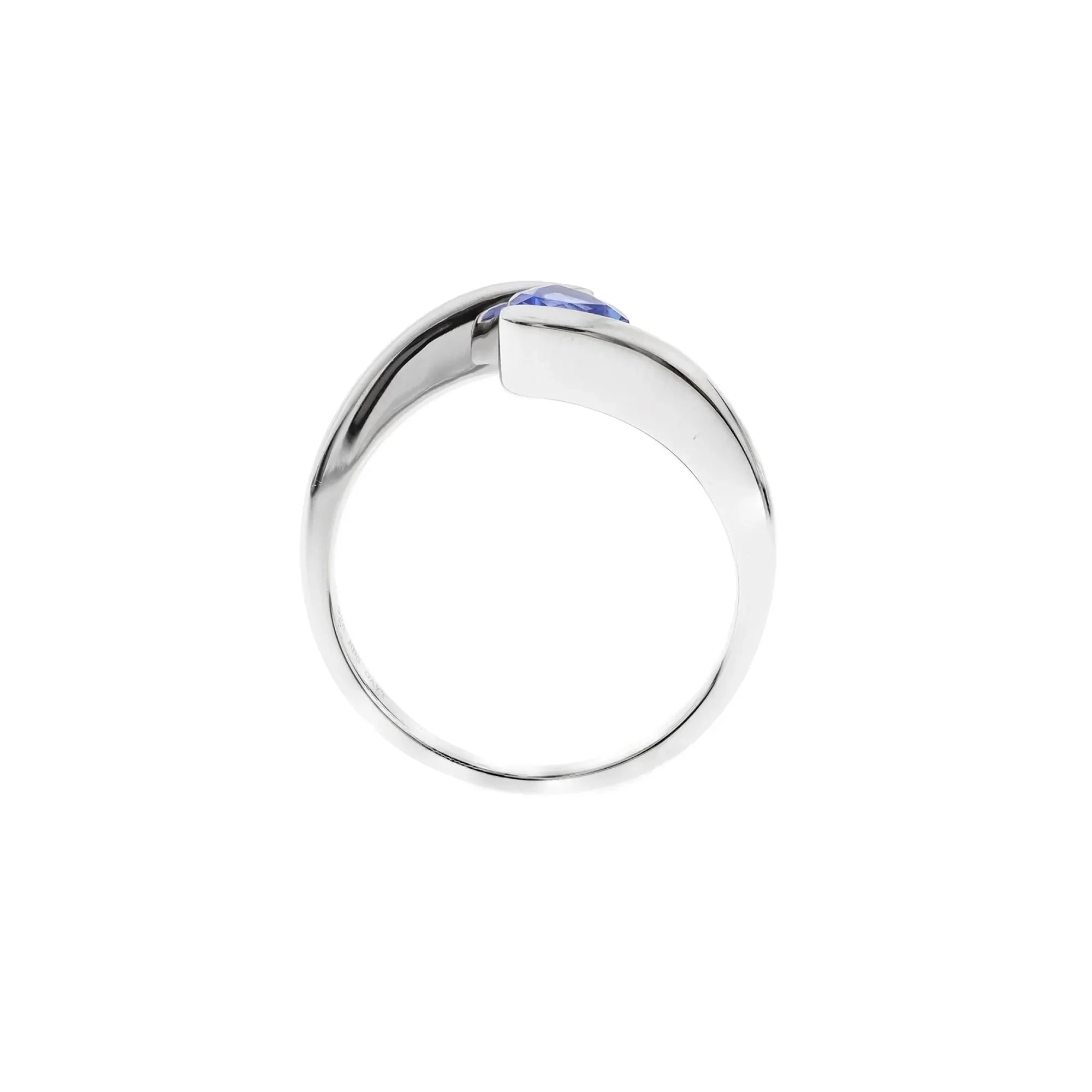 Tanzanite Triangle Bypass Ring .925 Sterling Silver White Size 5 - Image 2