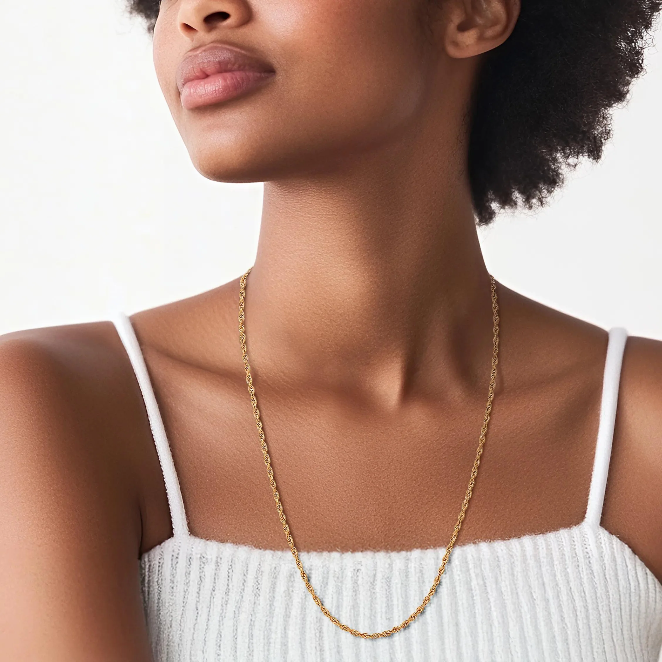 Glitter Rope Chain 14K Yellow Gold Necklace Size 22" - Image 5