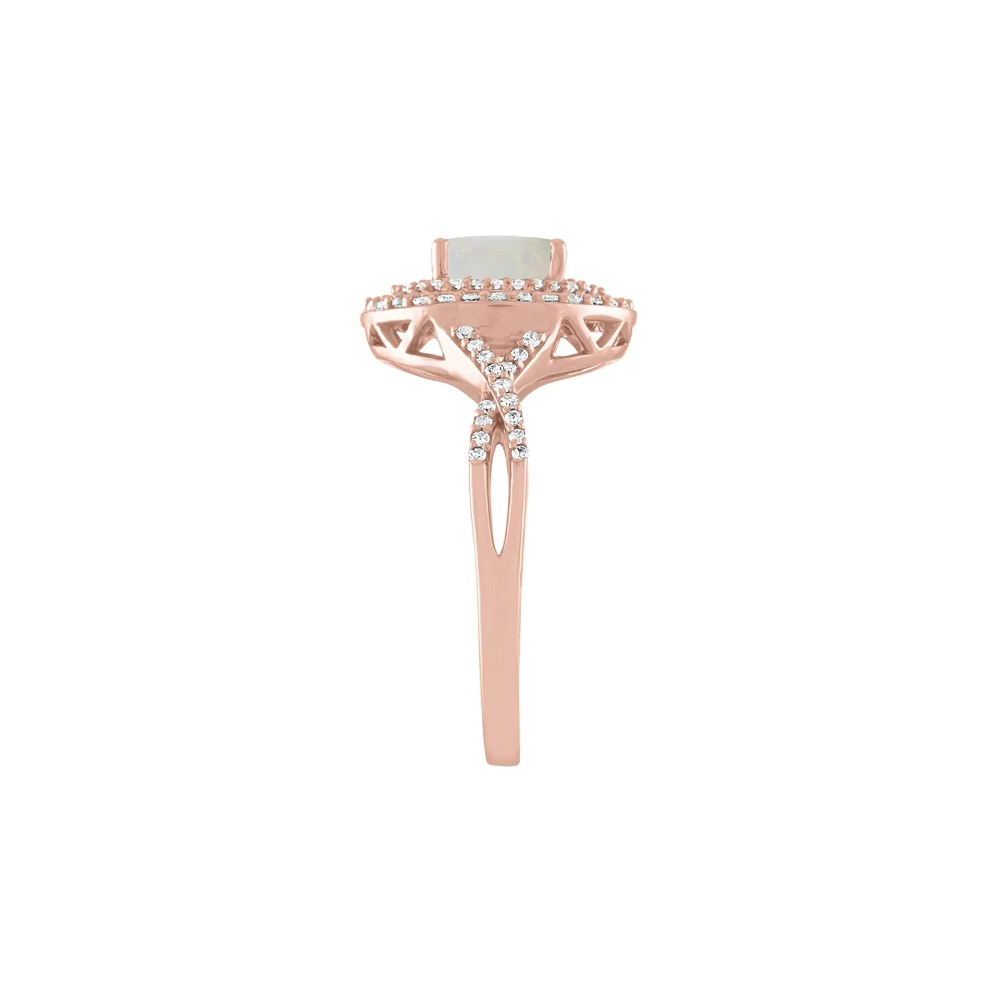 1/3 CT. Tw. Opal & Diamond Ring 10K Rose Gold Size 5 - Image 3