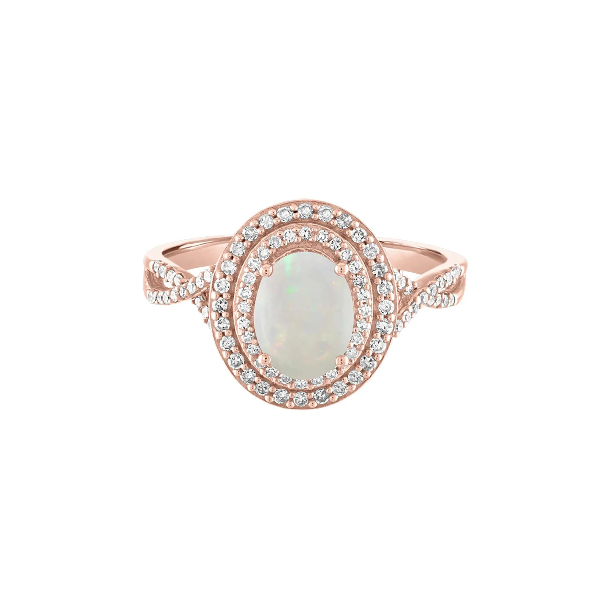 1/3 CT. Tw. Opal & Diamond Ring 10K Rose Gold Size 6