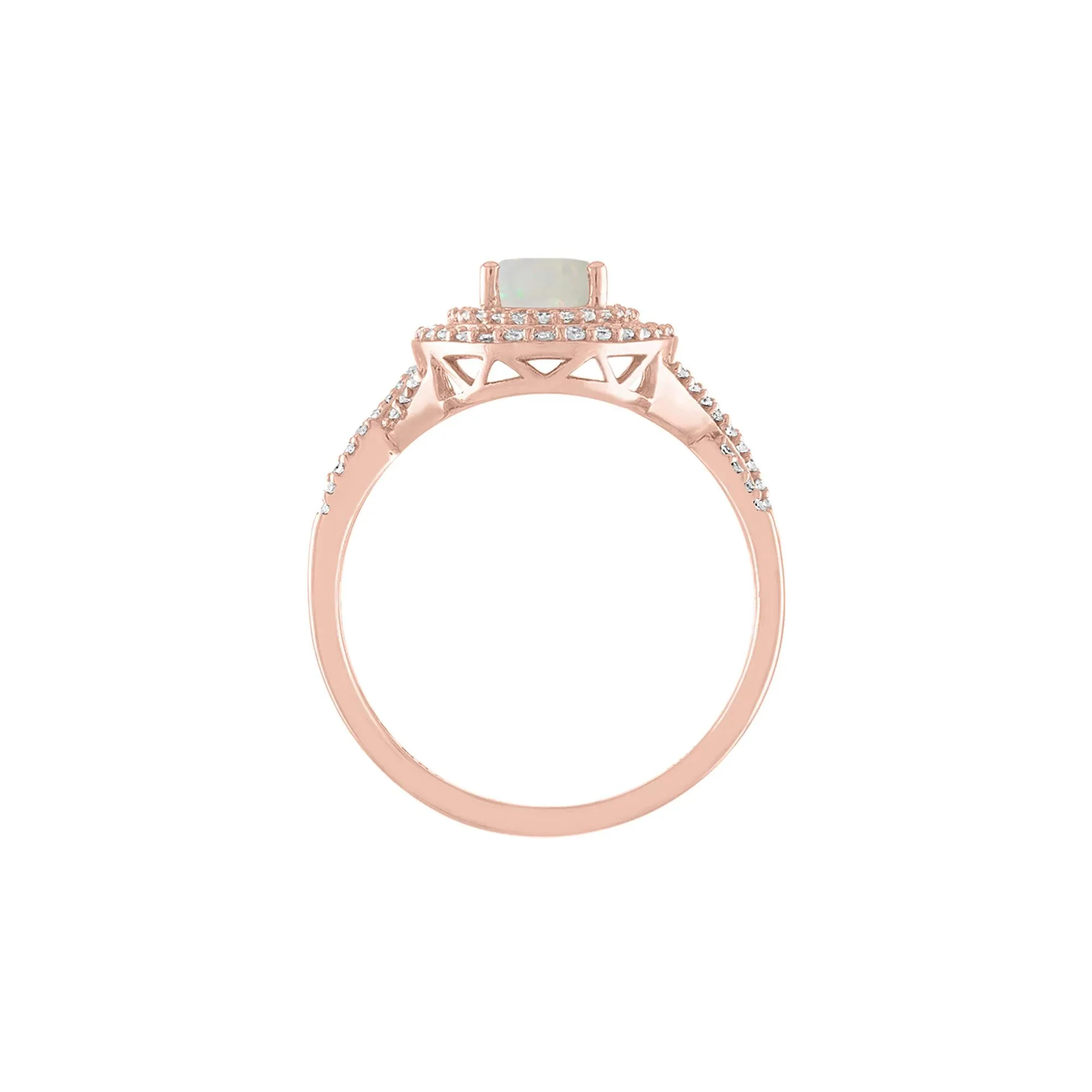 1/3 CT. Tw. Opal & Diamond Ring 10K Rose Gold Size 7 - Image 2