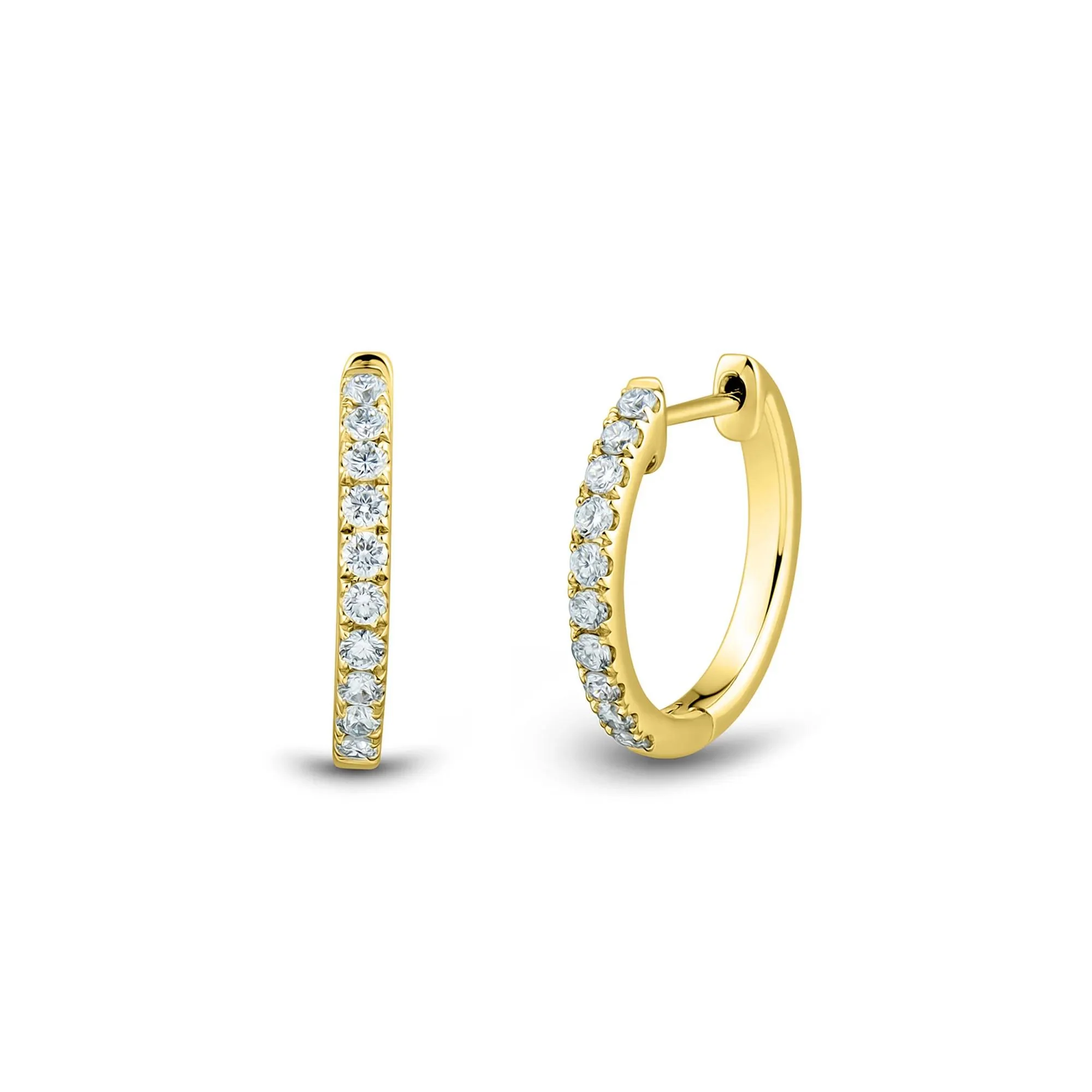 1/4 CT. Tw. Lab Grown Diamond Hinged Back Hoops 14K Yellow Gold Size 14.00mm