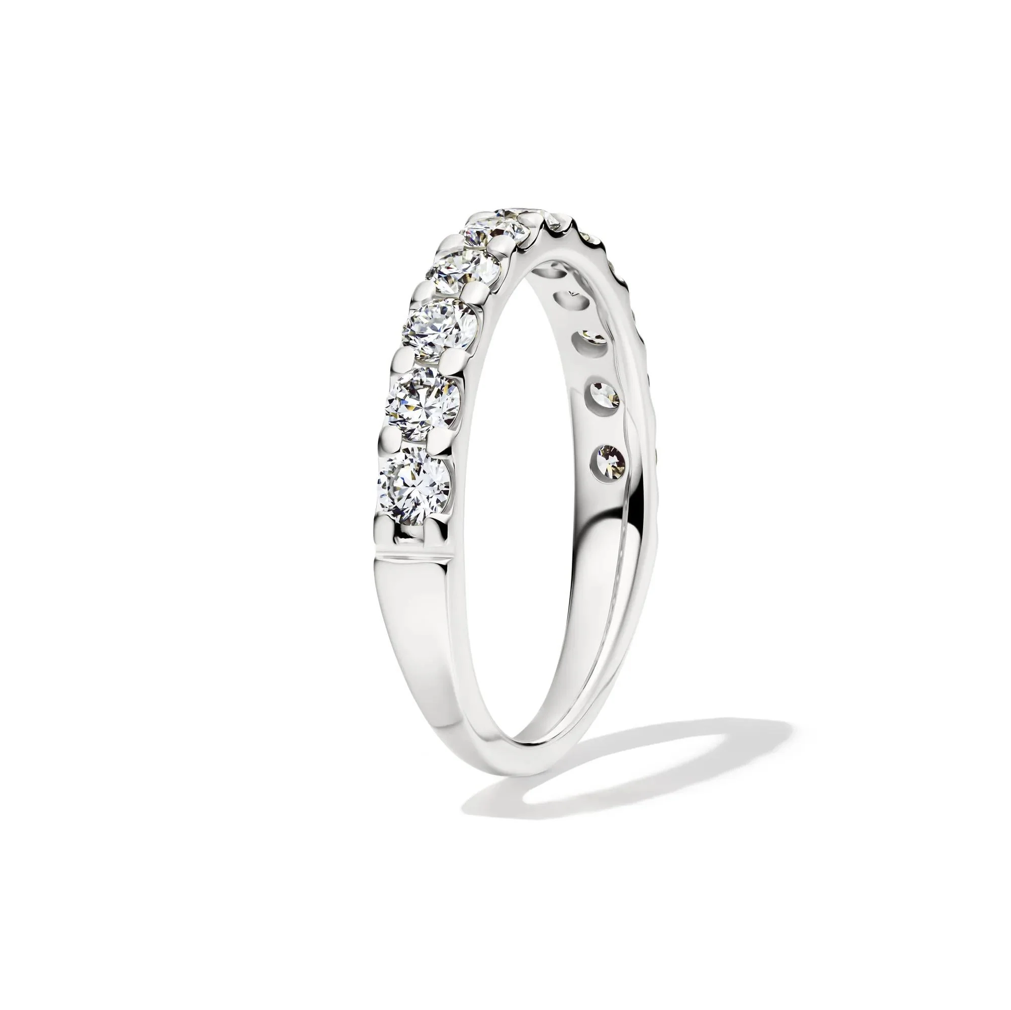 1 CT. Tw. Lab Grown Diamond Band Ring 14K White Gold Round Brilliant Cut Size 8.5 2mm - Image 3