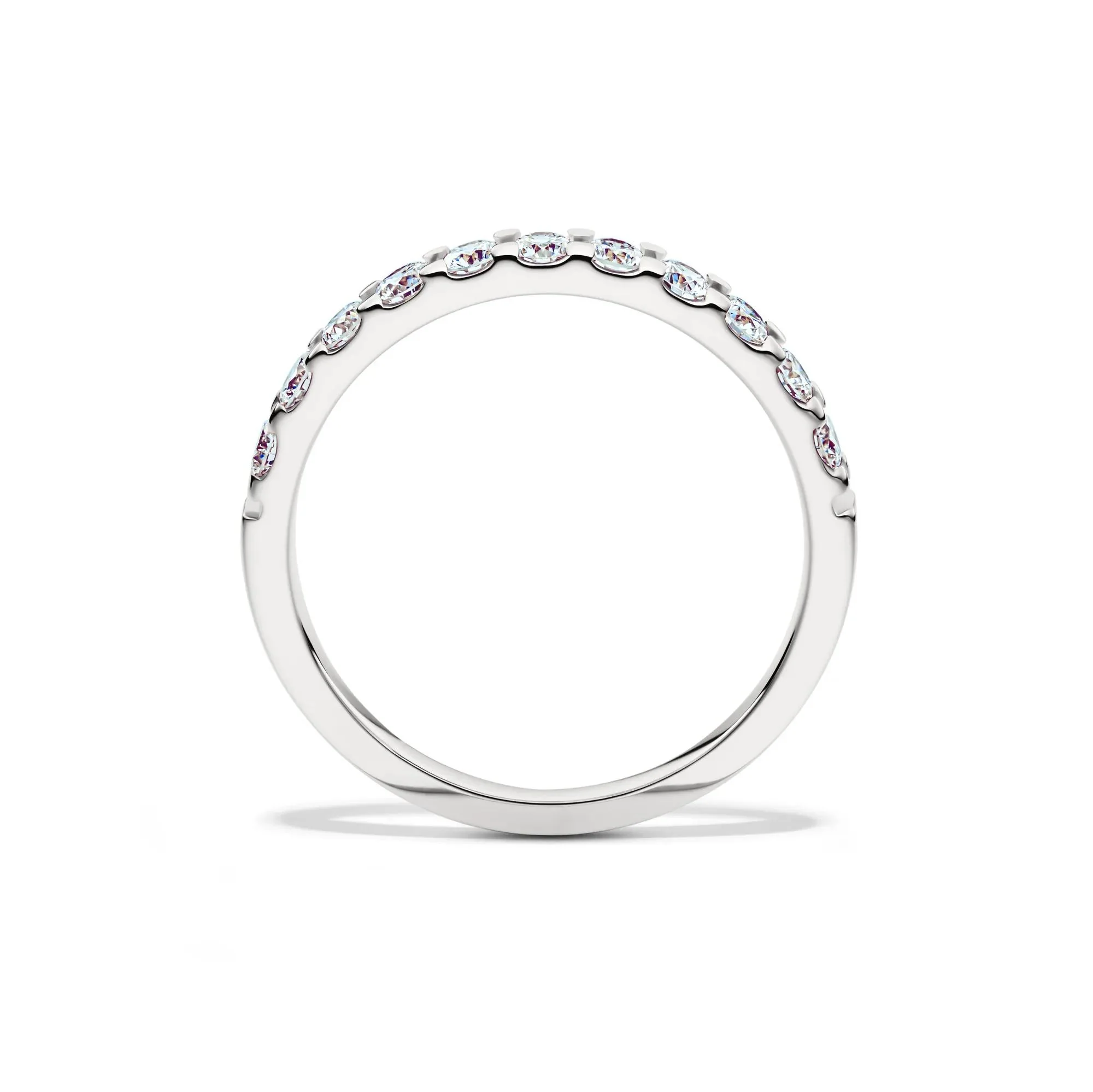1/2 CT. Tw. Lab Grown Diamond Band Ring 14K White Gold Round Brilliant Cut Size 6 2mm - Image 2