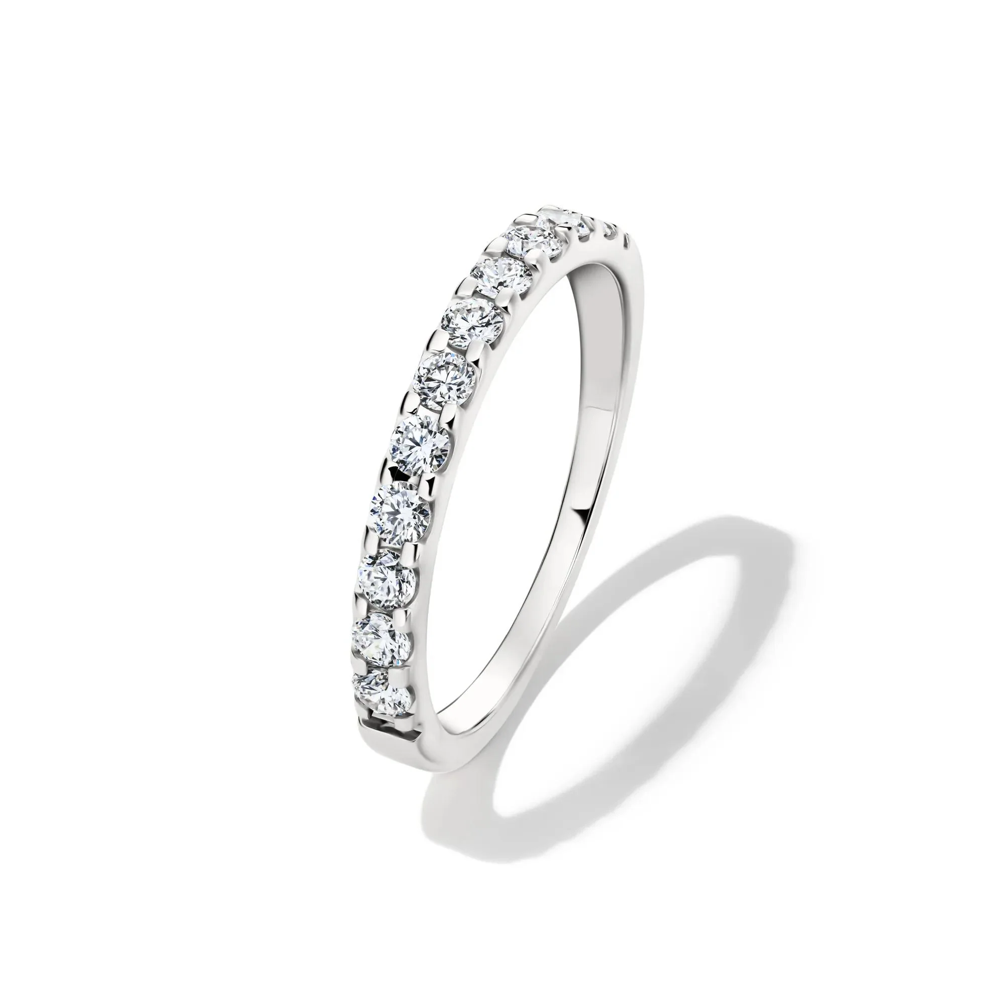 1/2 CT. Tw. Lab Grown Diamond Band Ring 14K White Gold Round Brilliant Cut Size 8.5 2mm - Image 4