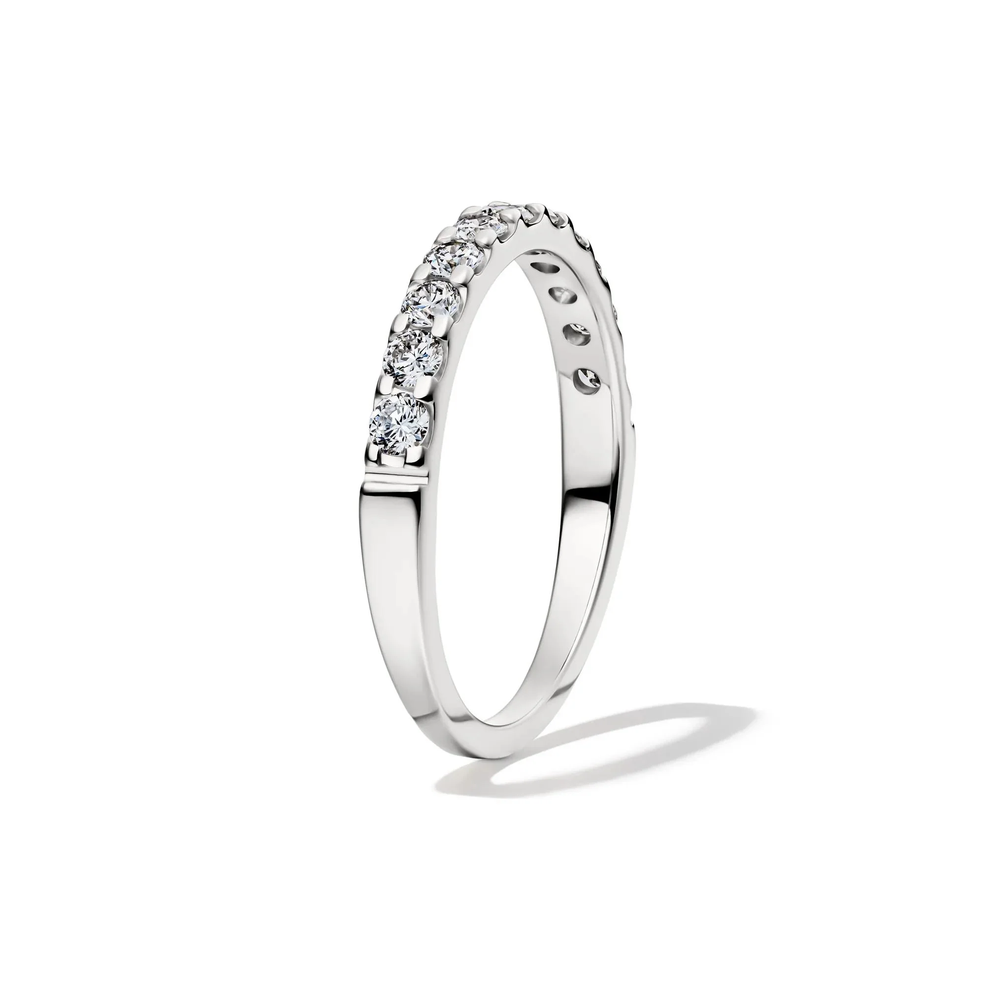 1/2 CT. Tw. Lab Grown Diamond Band Ring 14K White Gold Round Brilliant Cut Size 9 2mm - Image 3