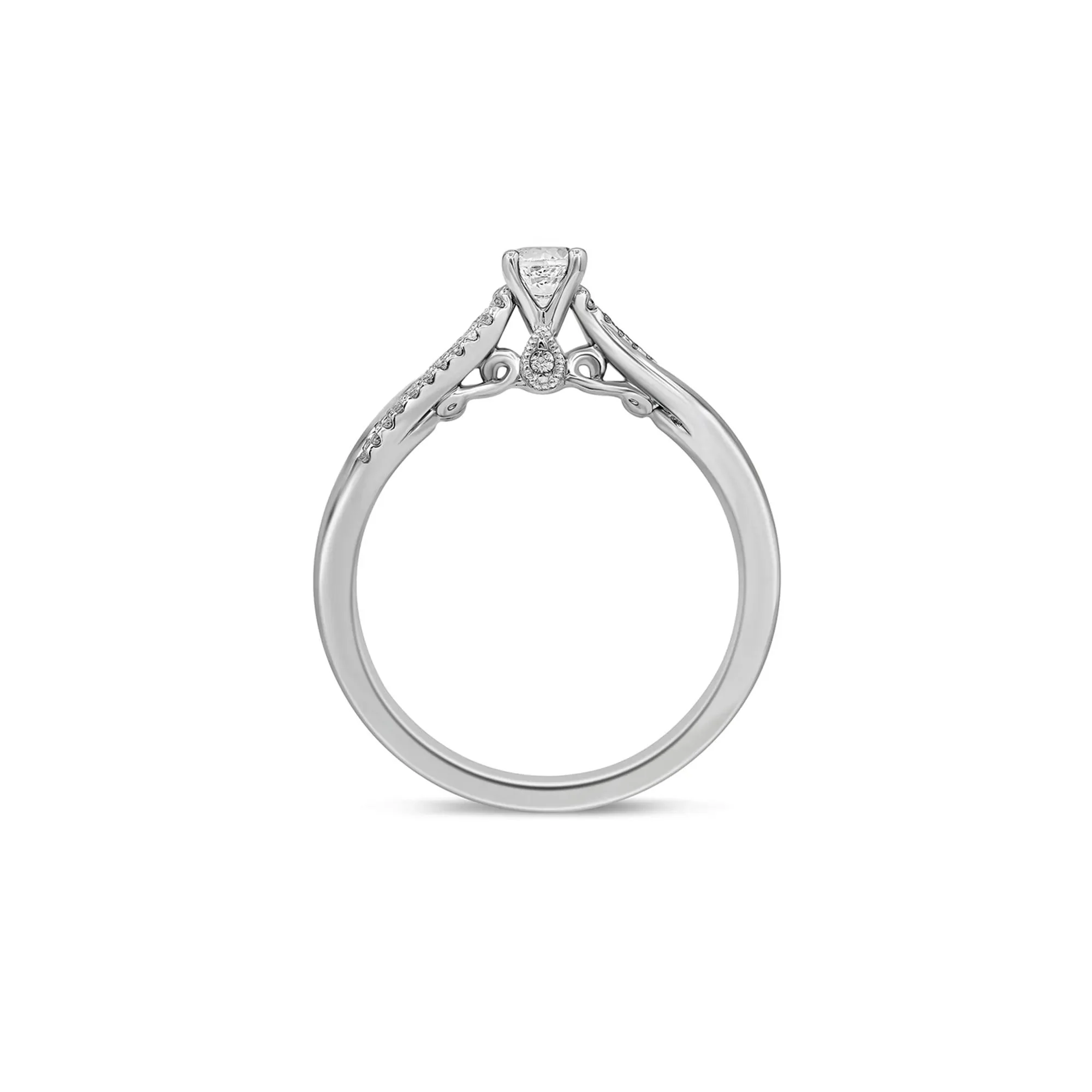 1/3 CT. Tw. Diamond Engagement Ring 10K White Gold Round Brilliant Cut Size 6 - Image 2