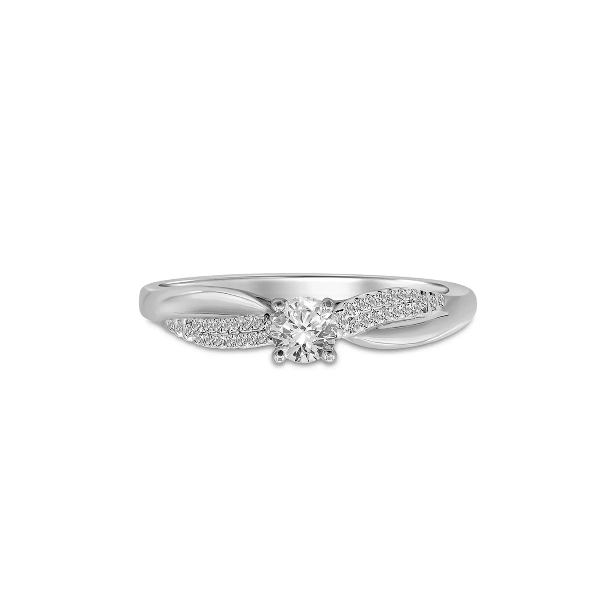 1/3 CT. Tw. Diamond Engagement Ring 10K White Gold Round Brilliant Cut Size 8