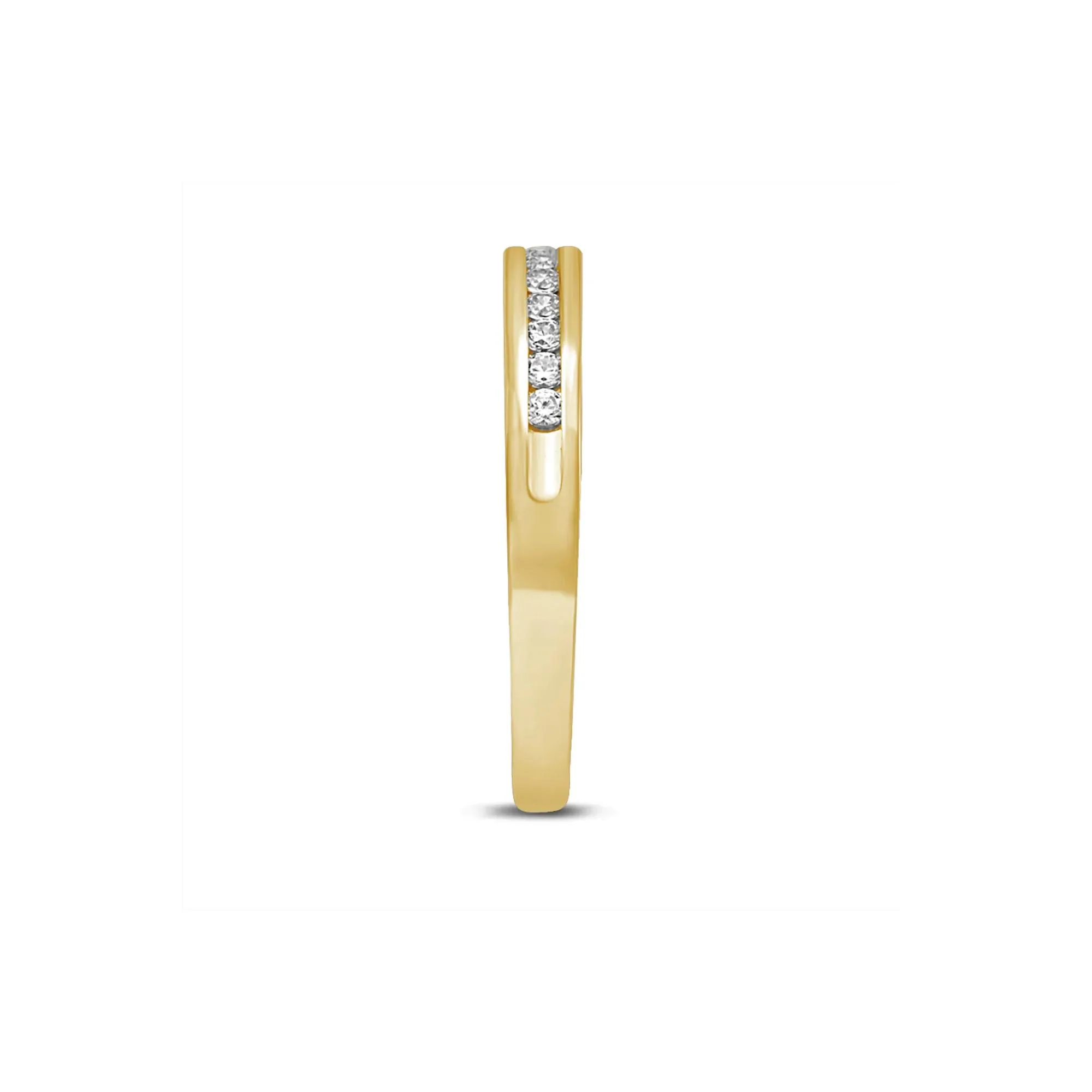1/7 CT. Tw. Channel-Set Diamond Wedding Band Ring 10K Yellow Gold Round Brilliant Cut Size 9 - Image 2