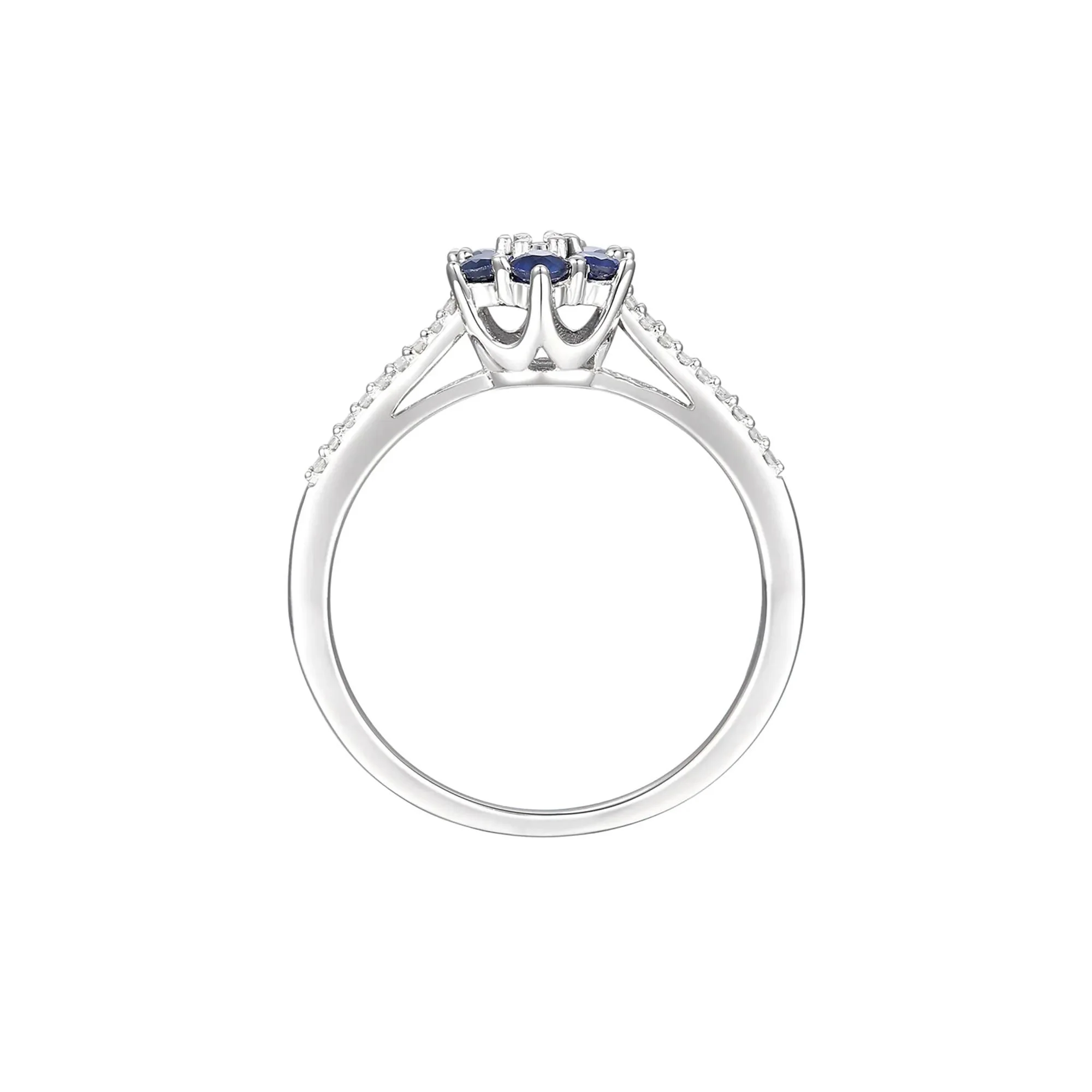 1/10 CT. Tw. Sapphire & Diamond Earrings Ring and Pendant 10K White Gold Size 6 - Image 2