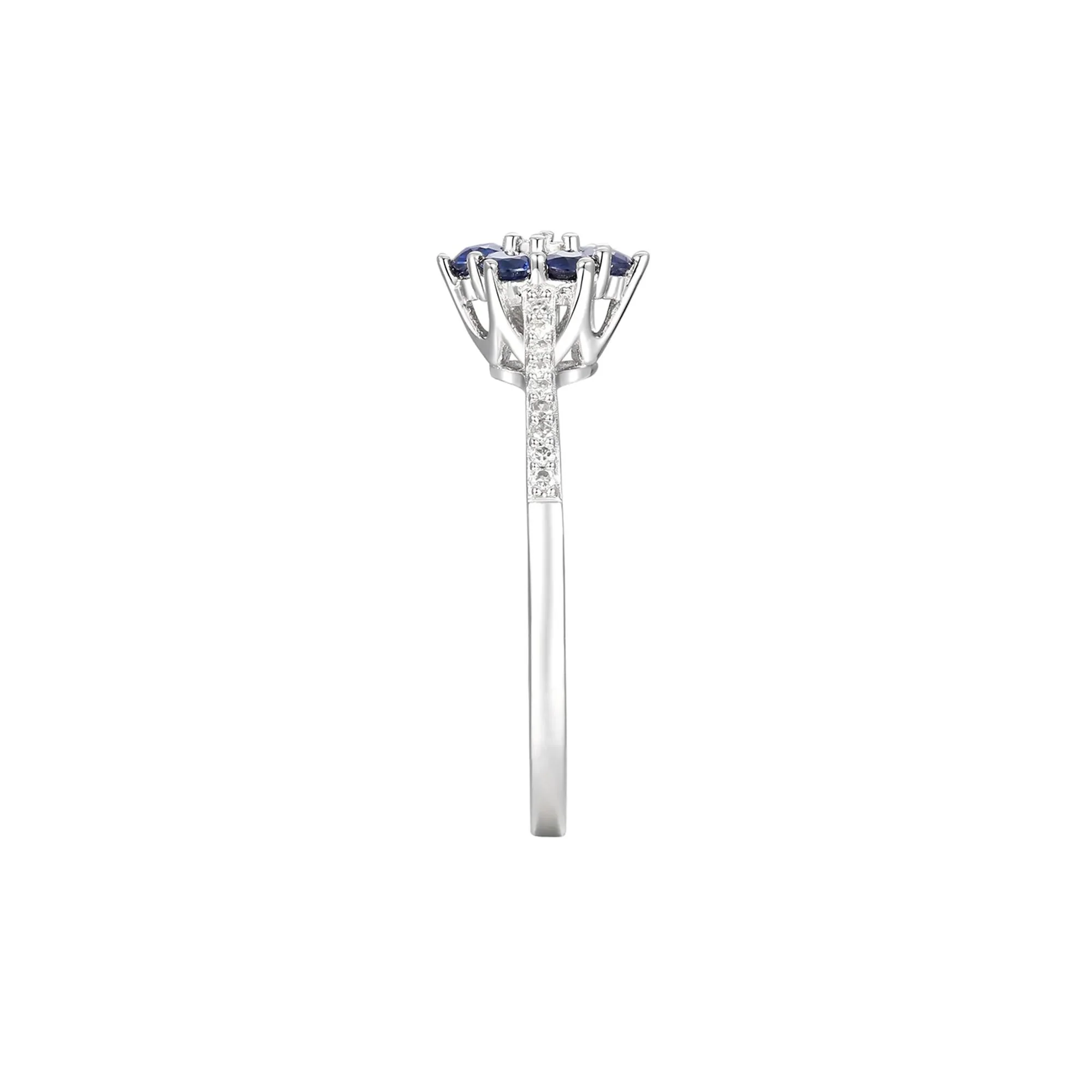 1/10 CT. Tw. Sapphire & Diamond Earrings Ring and Pendant 10K White Gold Size 7 - Image 3