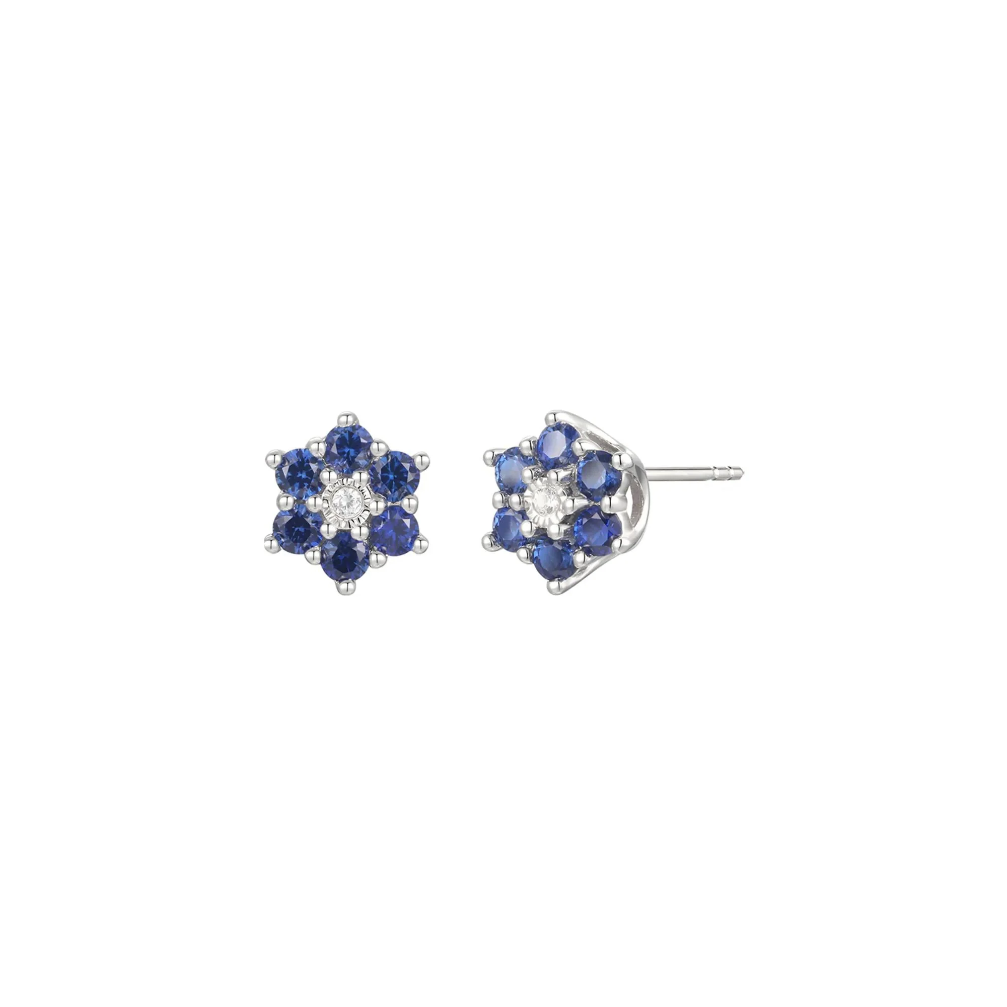 1/10 CT. Tw. Sapphire & Diamond Earrings Ring and Pendant 10K White Gold Size 8 - Image 7