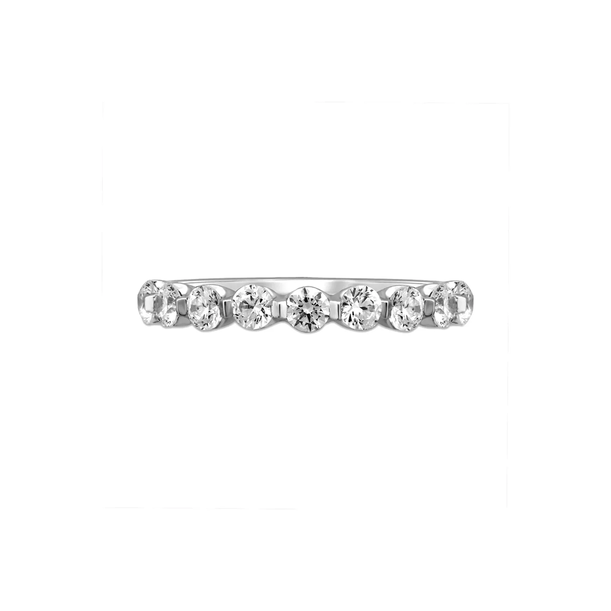 1 CT. Tw. Floating Diamond Anniversary Band Ring 14K White Gold Round Brilliant Cut Size 7.5