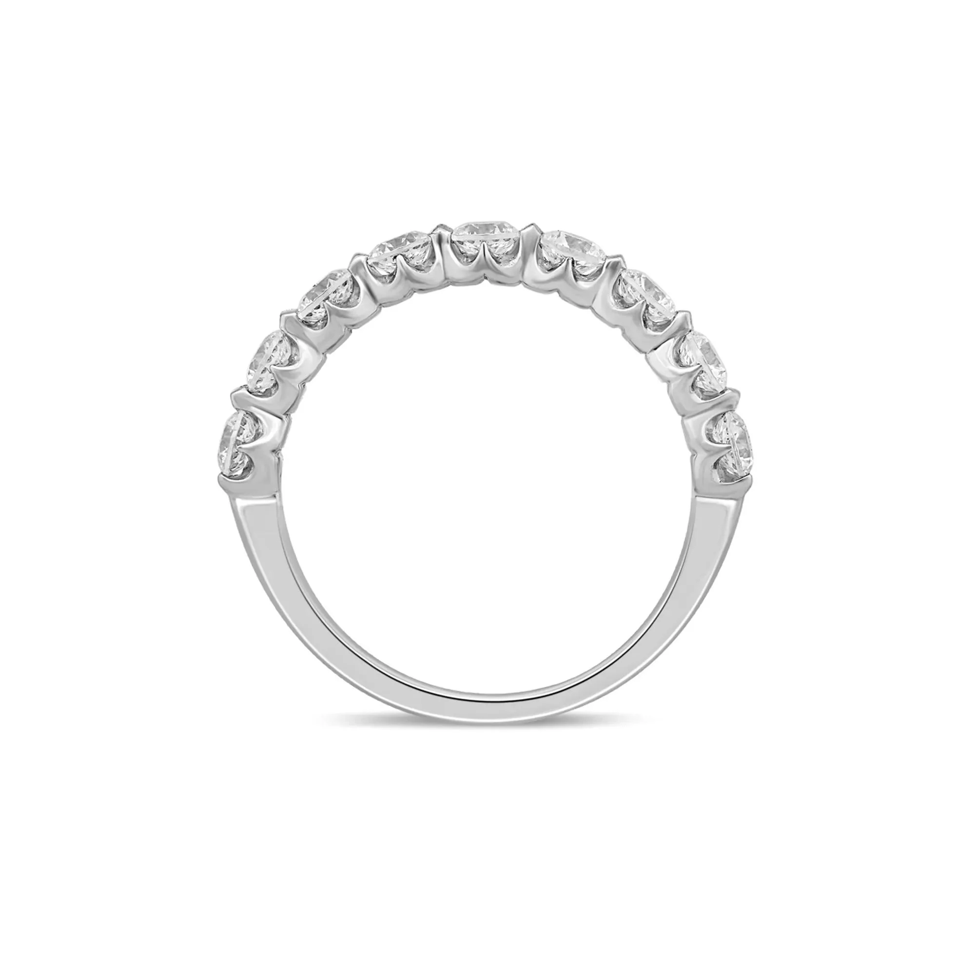 1 CT. Tw. Floating Diamond Anniversary Band Ring 14K White Gold Round Brilliant Cut Size 8.5 - Image 2
