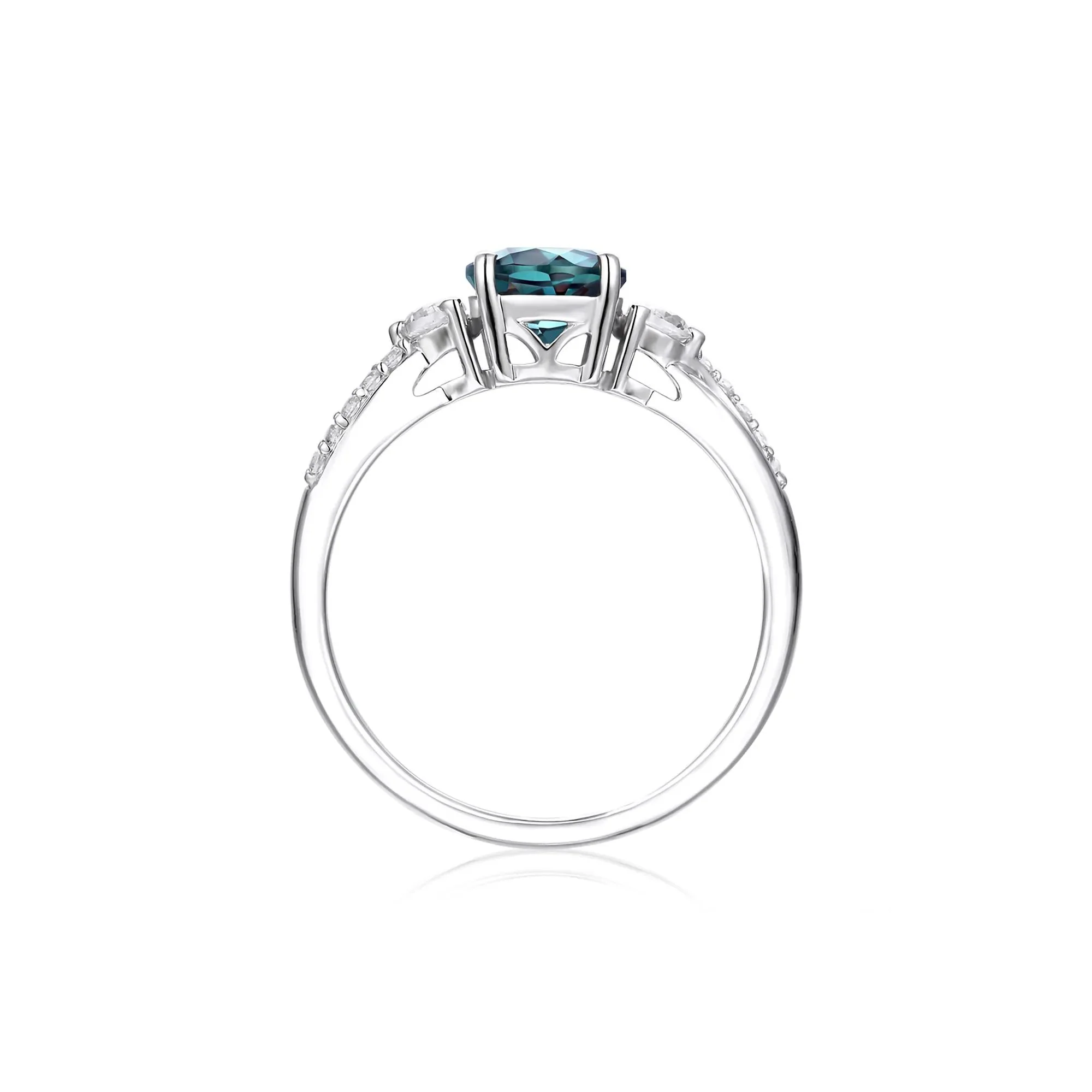Lab Created Alexandrite & White Sapphire Ring .925 Sterling Silver Size 9 - Image 2