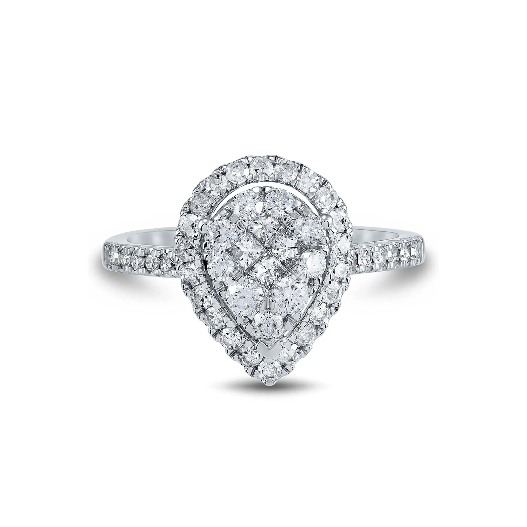 1 CT. Tw. Diamond Engagement Ring 10K White Gold Round Brilliant Cut Size 6.5