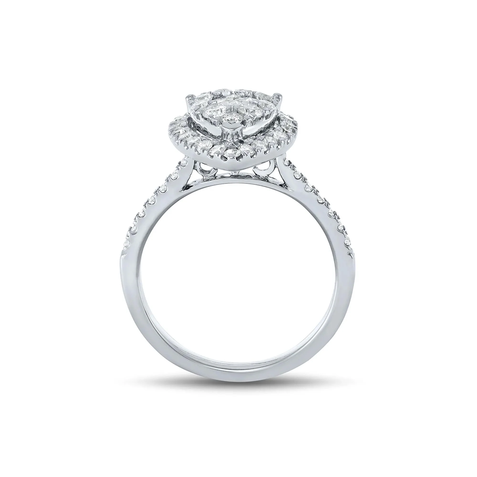 1 CT. Tw. Diamond Engagement Ring 10K White Gold Round Brilliant Cut Size 9 - Image 2