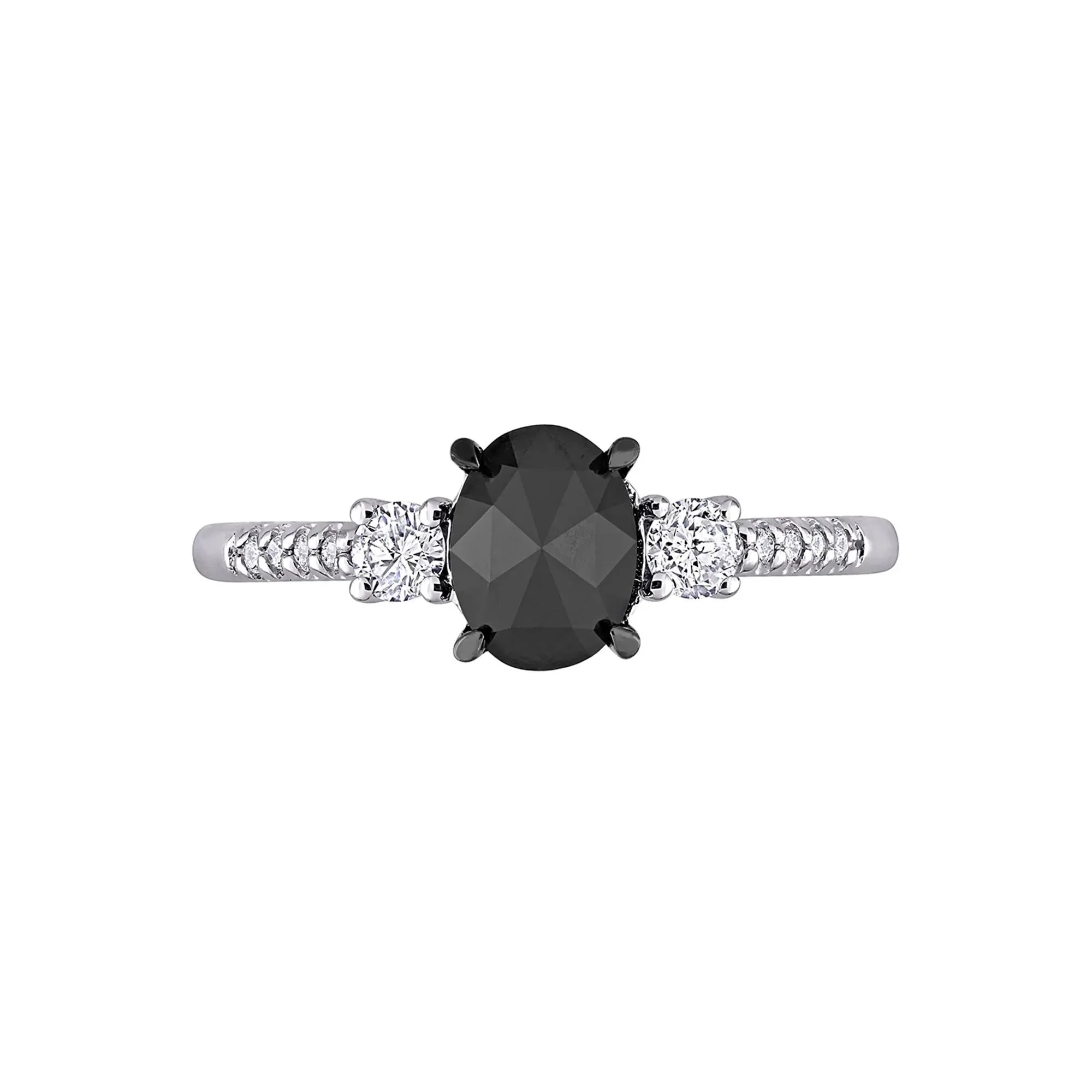 1/4 Black & White Diamond Ring 14K White Gold Round Brilliant Cut Size 10