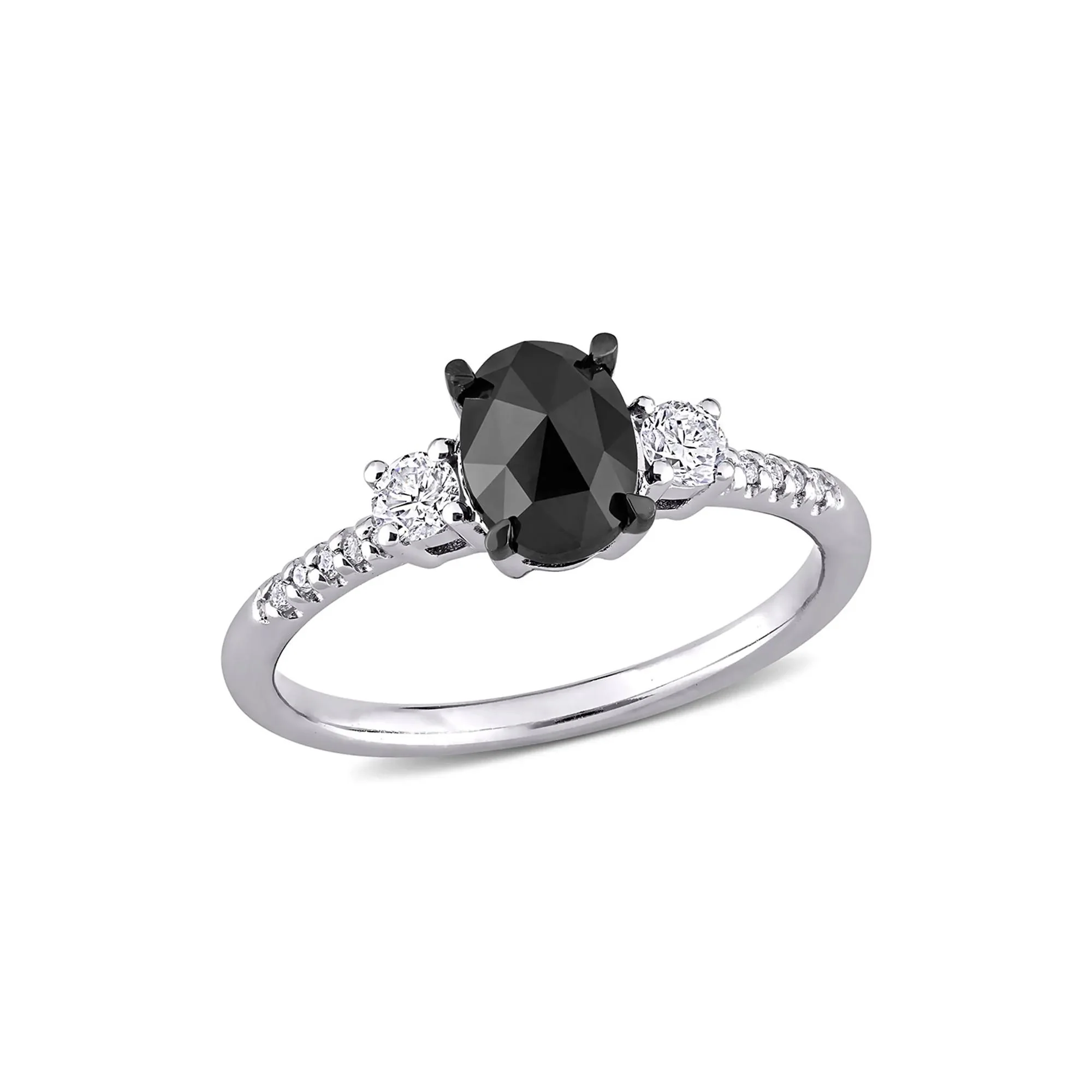 1/4 Black & White Diamond Ring 14K White Gold Round Brilliant Cut Size 5.5 - Image 4