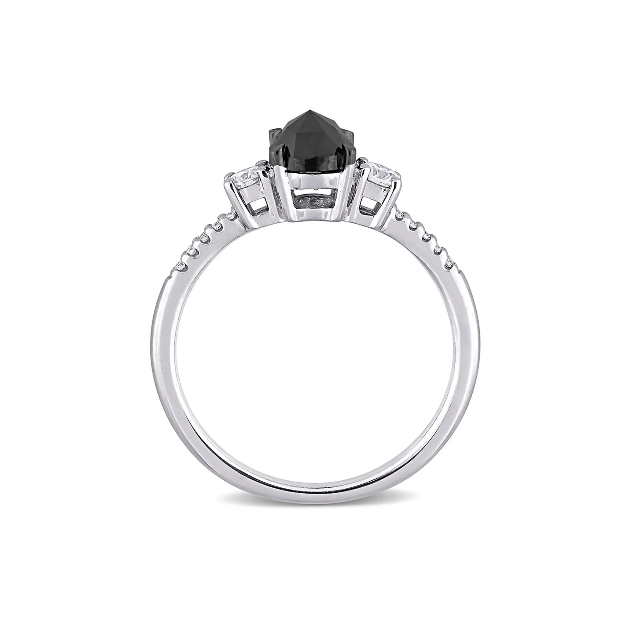 1/4 Black & White Diamond Ring 14K White Gold Round Brilliant Cut Size 8.5 - Image 2