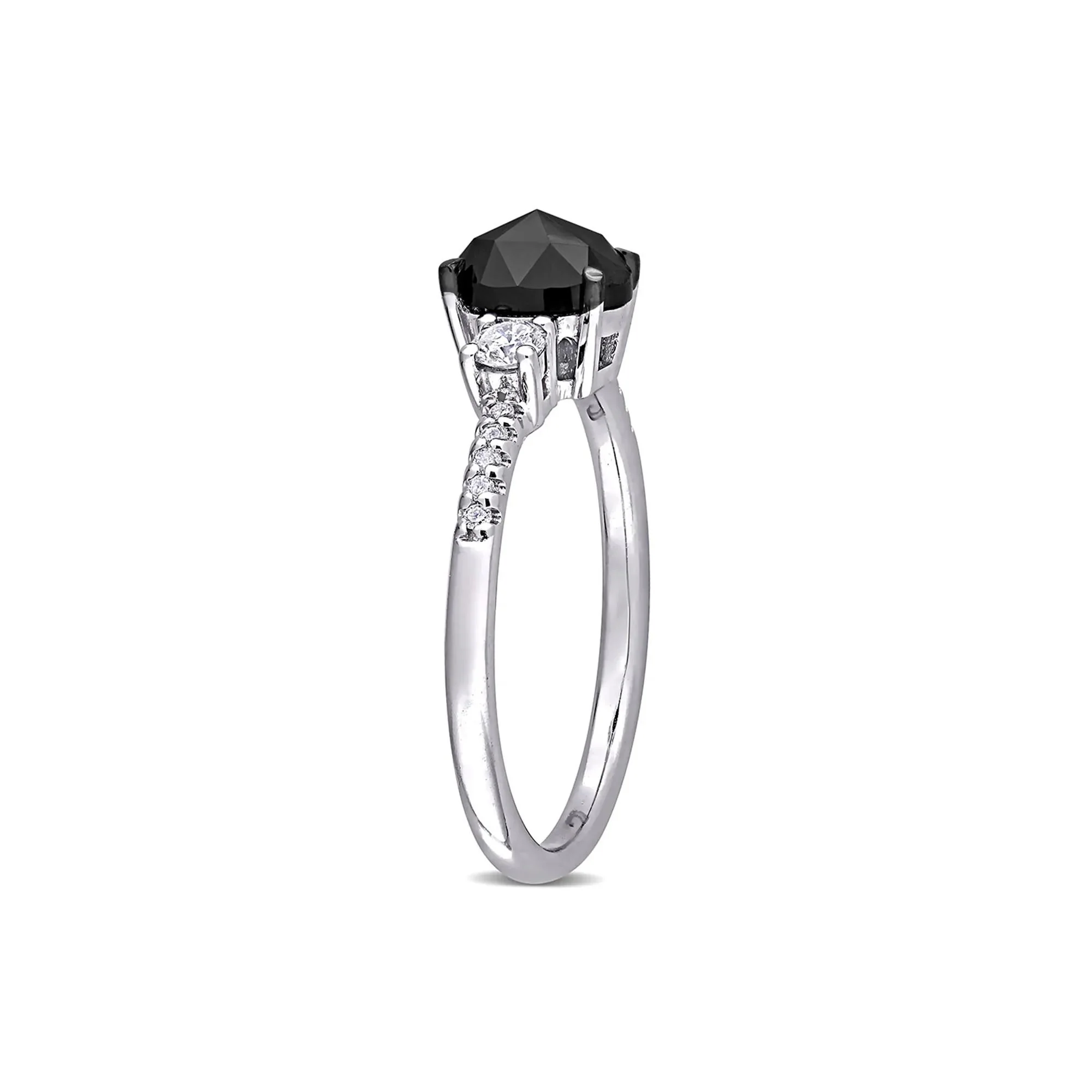 1/4 Black & White Diamond Ring 14K White Gold Round Brilliant Cut Size 9.5 - Image 3