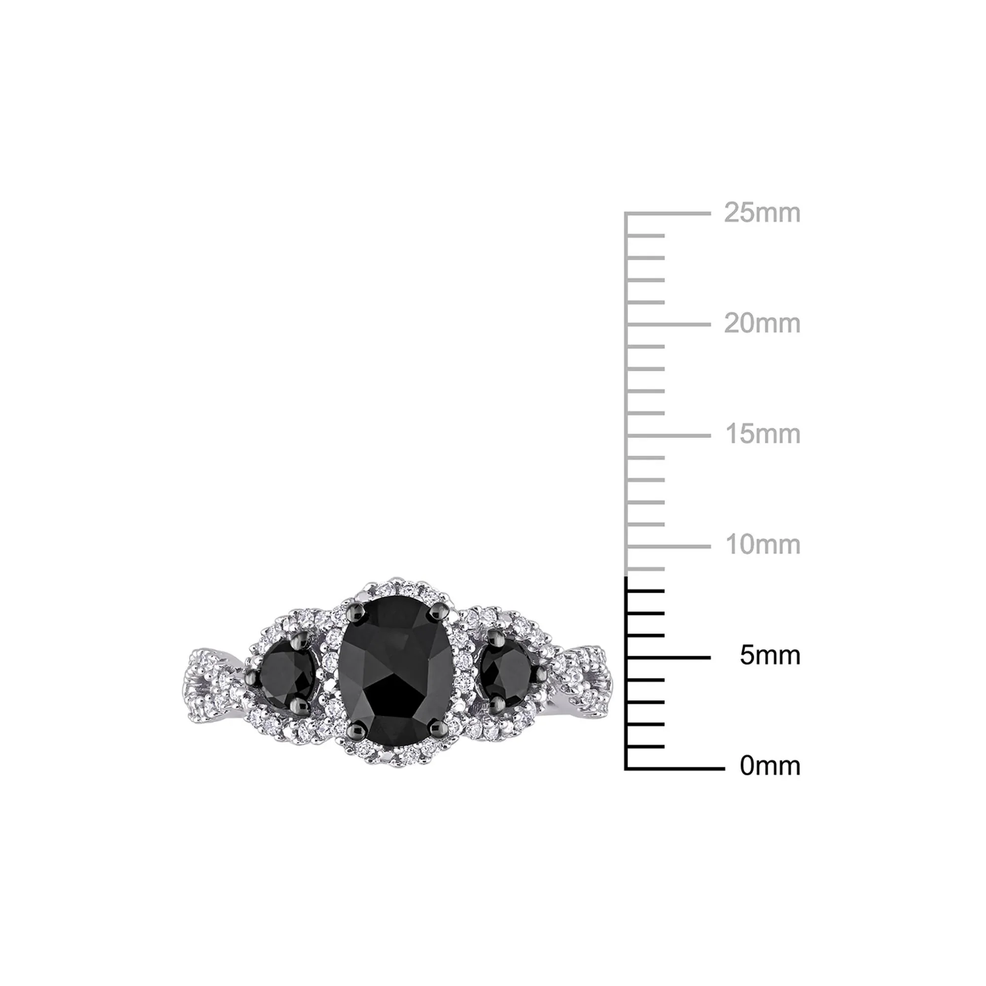 1/3 CT. Tw. Black & White Diamond Ring 14K White Gold Round Brilliant Cut Size 5.5 - Image 5