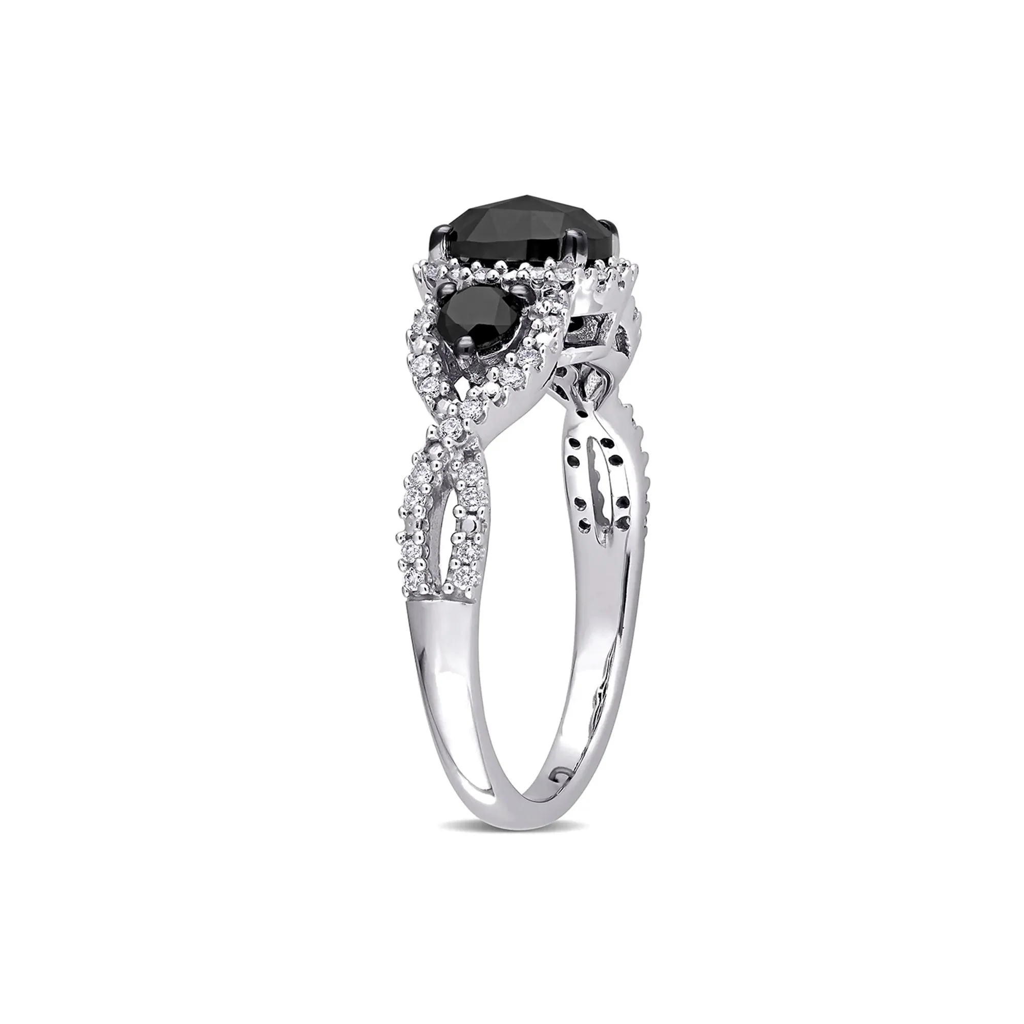1/3 CT. Tw. Black & White Diamond Ring 14K White Gold Round Brilliant Cut Size 8 - Image 3